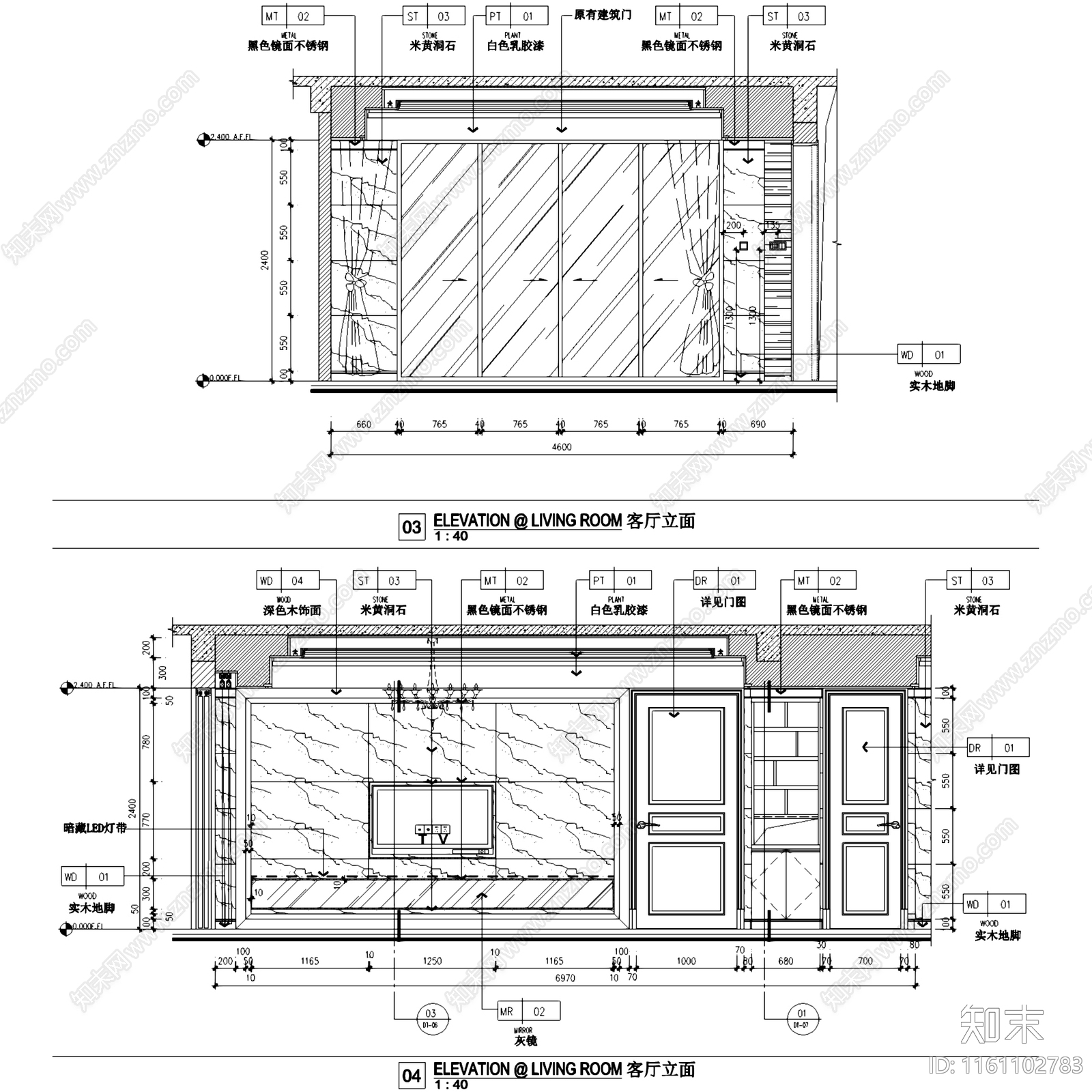 现代中式广州东晖名苑三室两厅两卫大平层室内家装cad施工图下载【ID:1161102783】