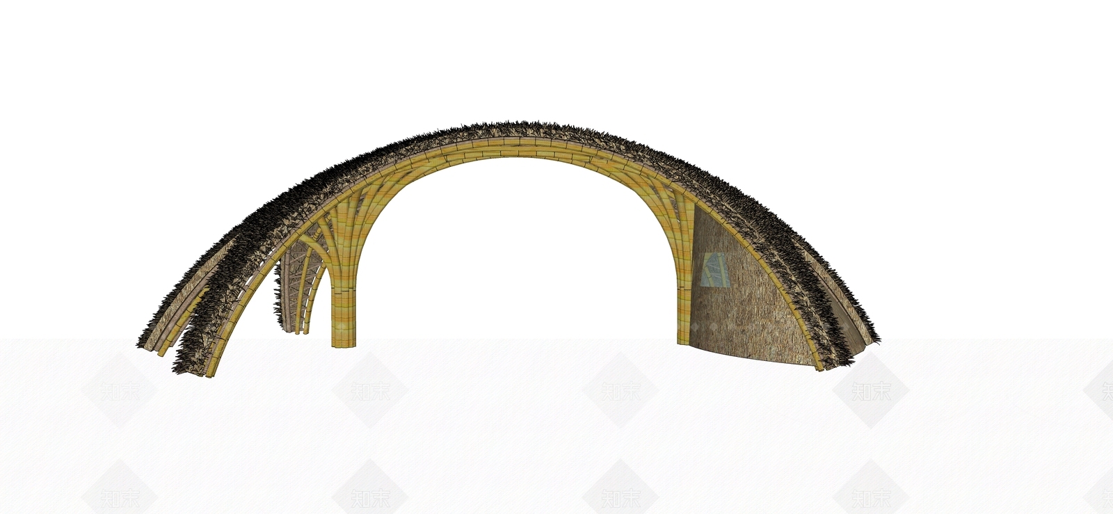 现代竹子元素大门设计SU模型下载【ID:1161103460】