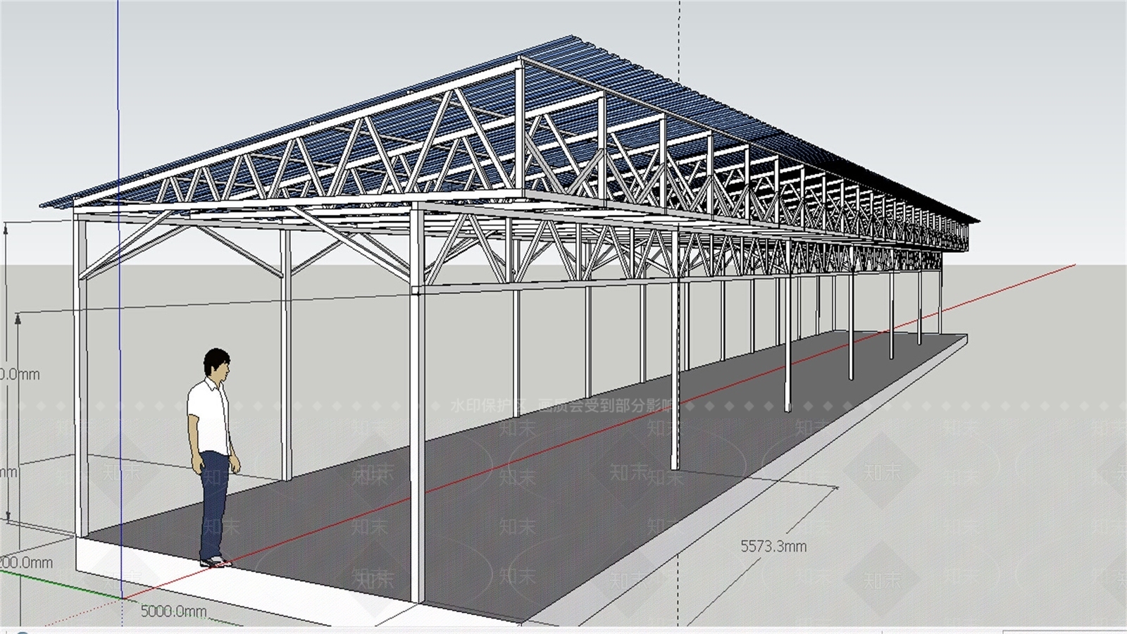 现代桁架车棚SU模型下载【ID:1161106681】