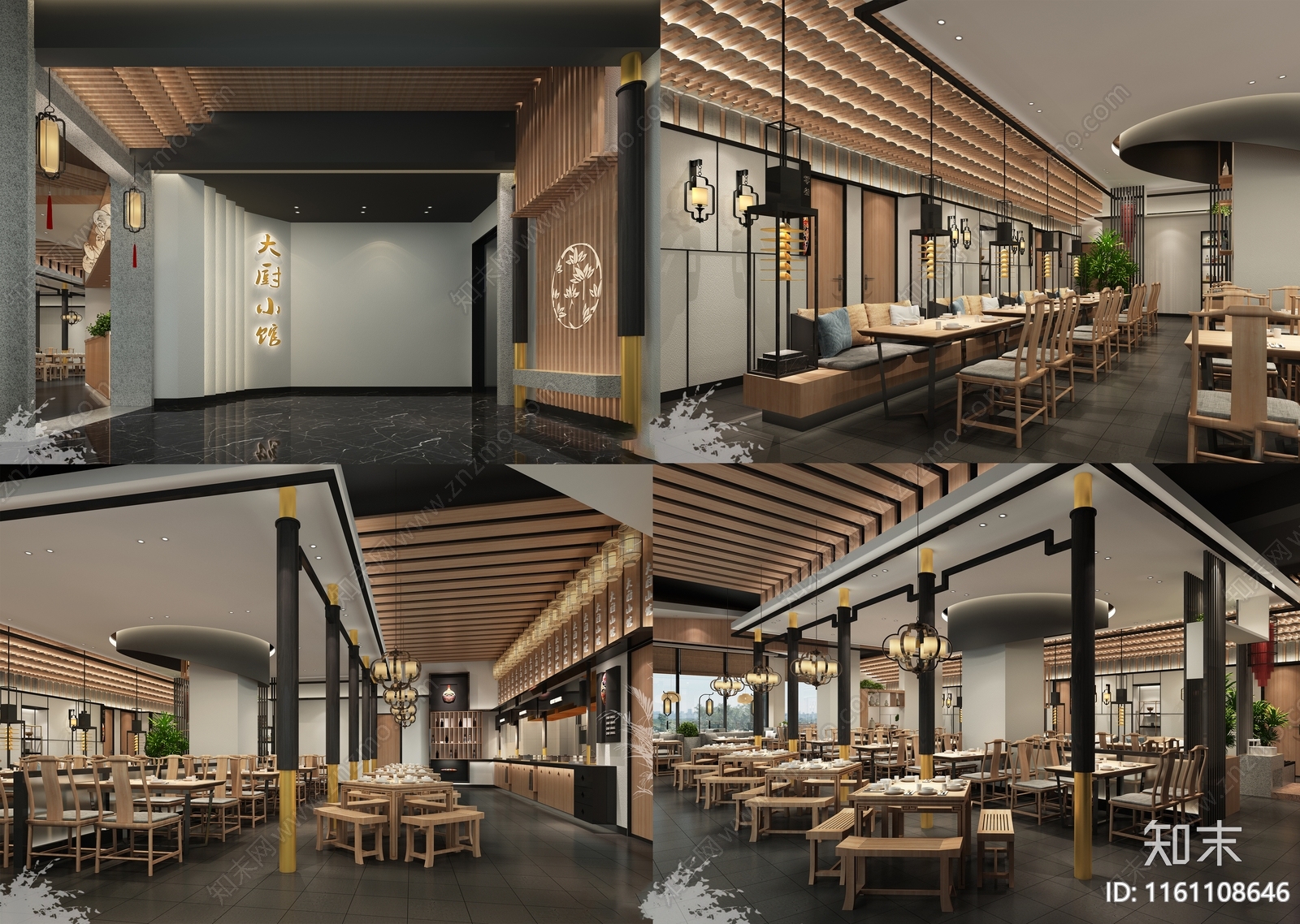中式餐饮设cad施工图下载【ID:1161108646】