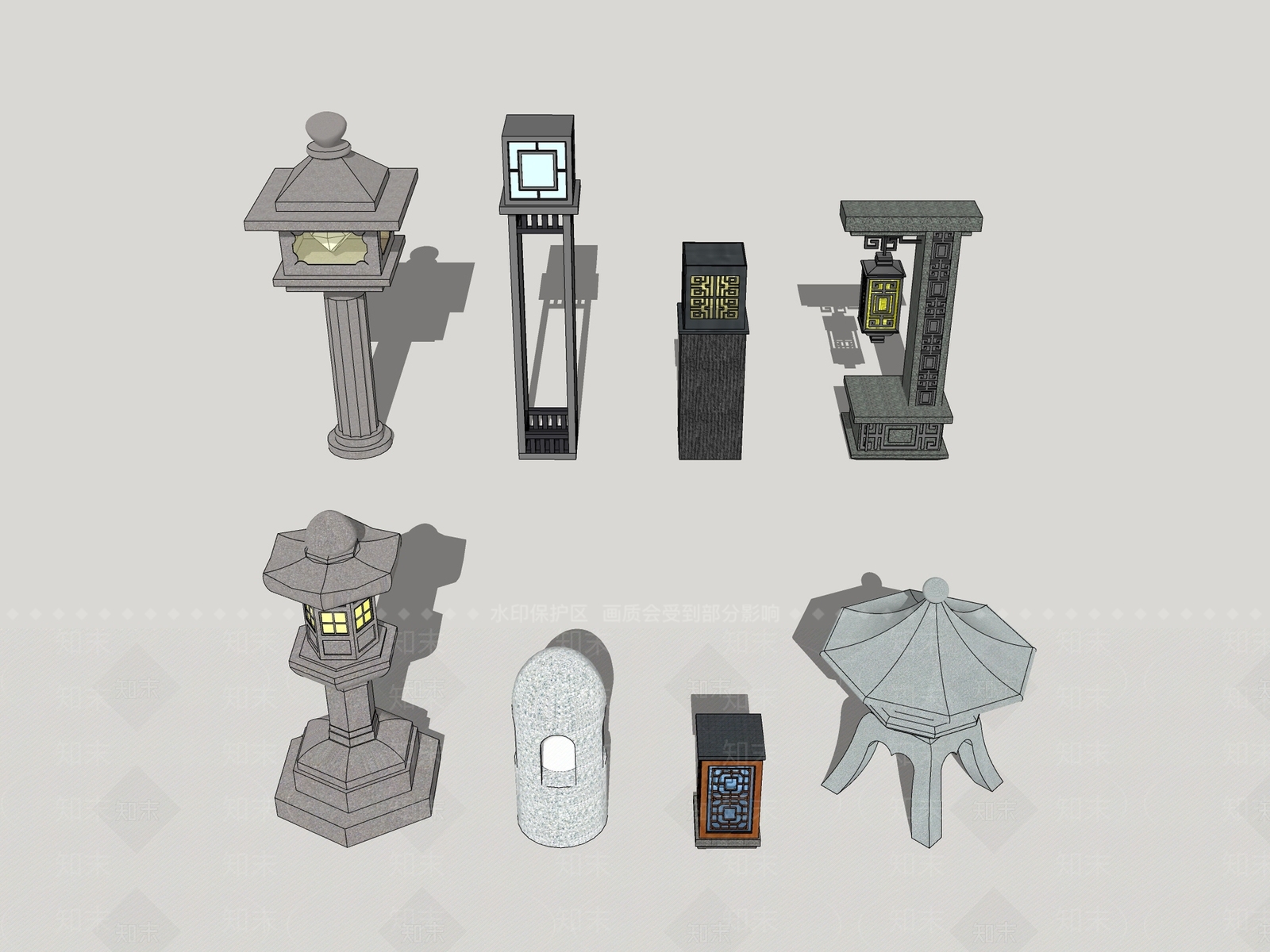 新中式户外灯SU模型下载【ID:1161109416】