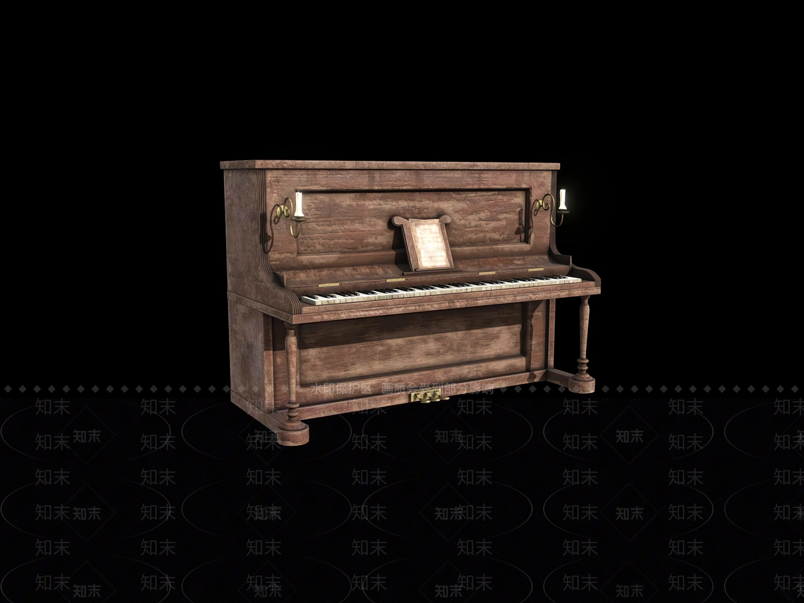 欧式老旧钢琴SU模型下载【ID:1161110365】