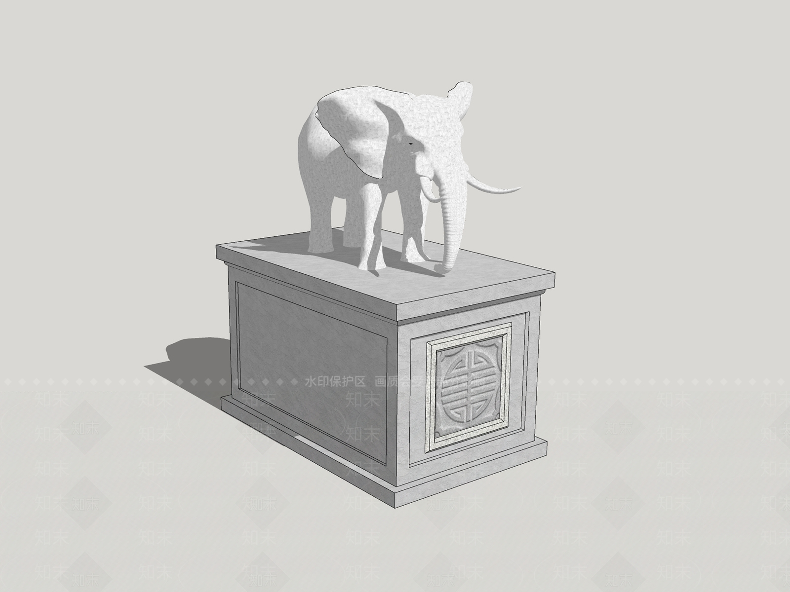 中式大象雕塑SU模型下载【ID:1161110607】