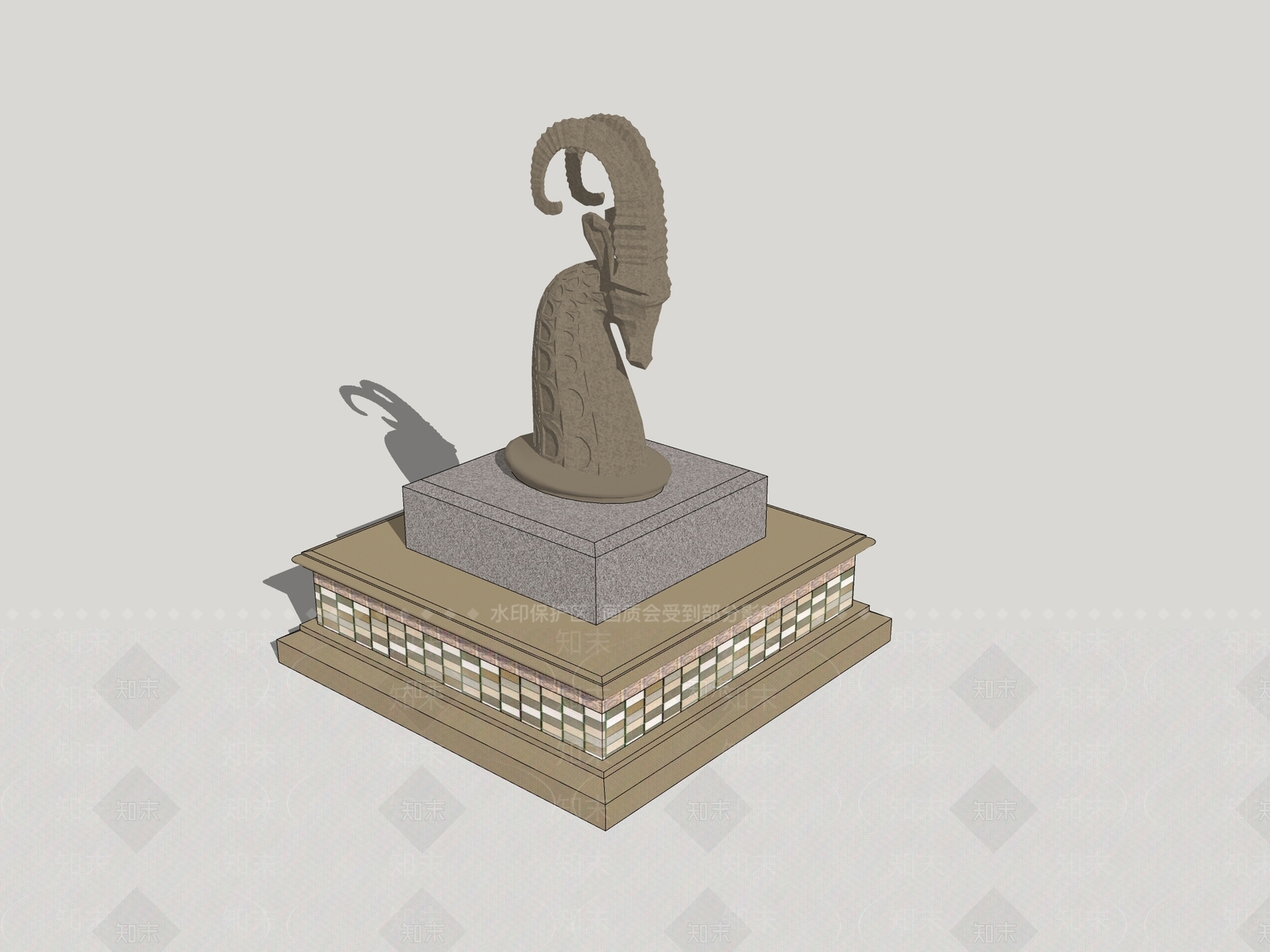 中式羚羊雕塑SU模型下载【ID:1161111533】