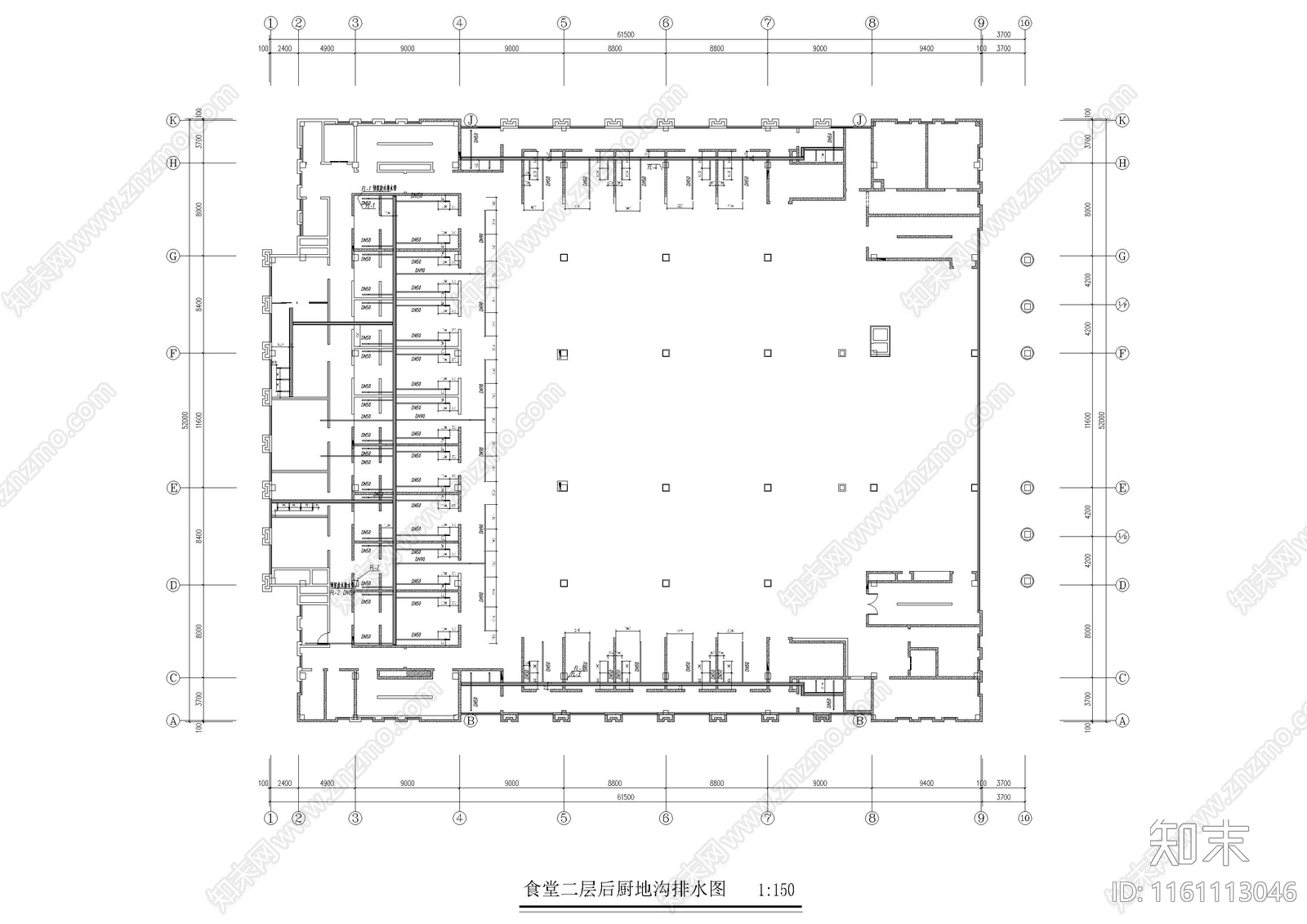 学校大型食堂cad施工图下载【ID:1161113046】