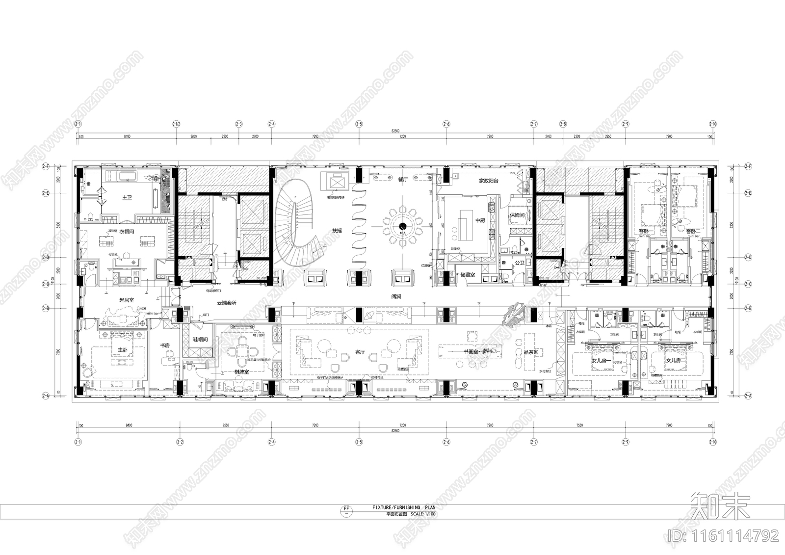 家装平面布局图cad施工图下载【ID:1161114792】