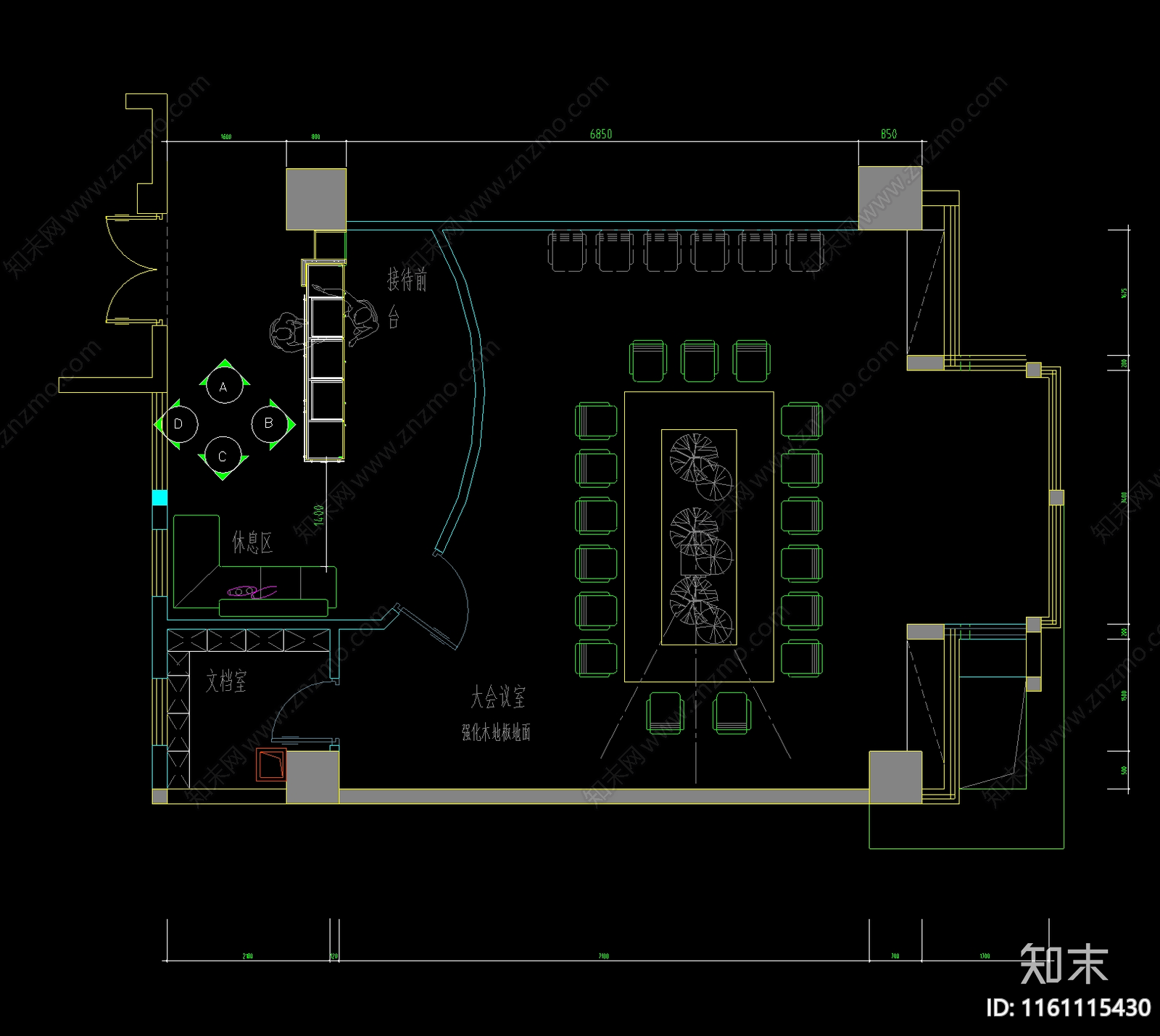 现代办公室公区办公及独立办公室室施工图下载【ID:1161115430】