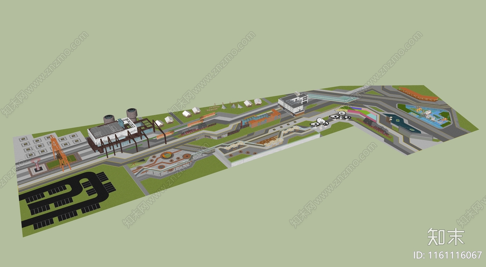 工业火车主题遗址改造SU模型下载【ID:1161116067】