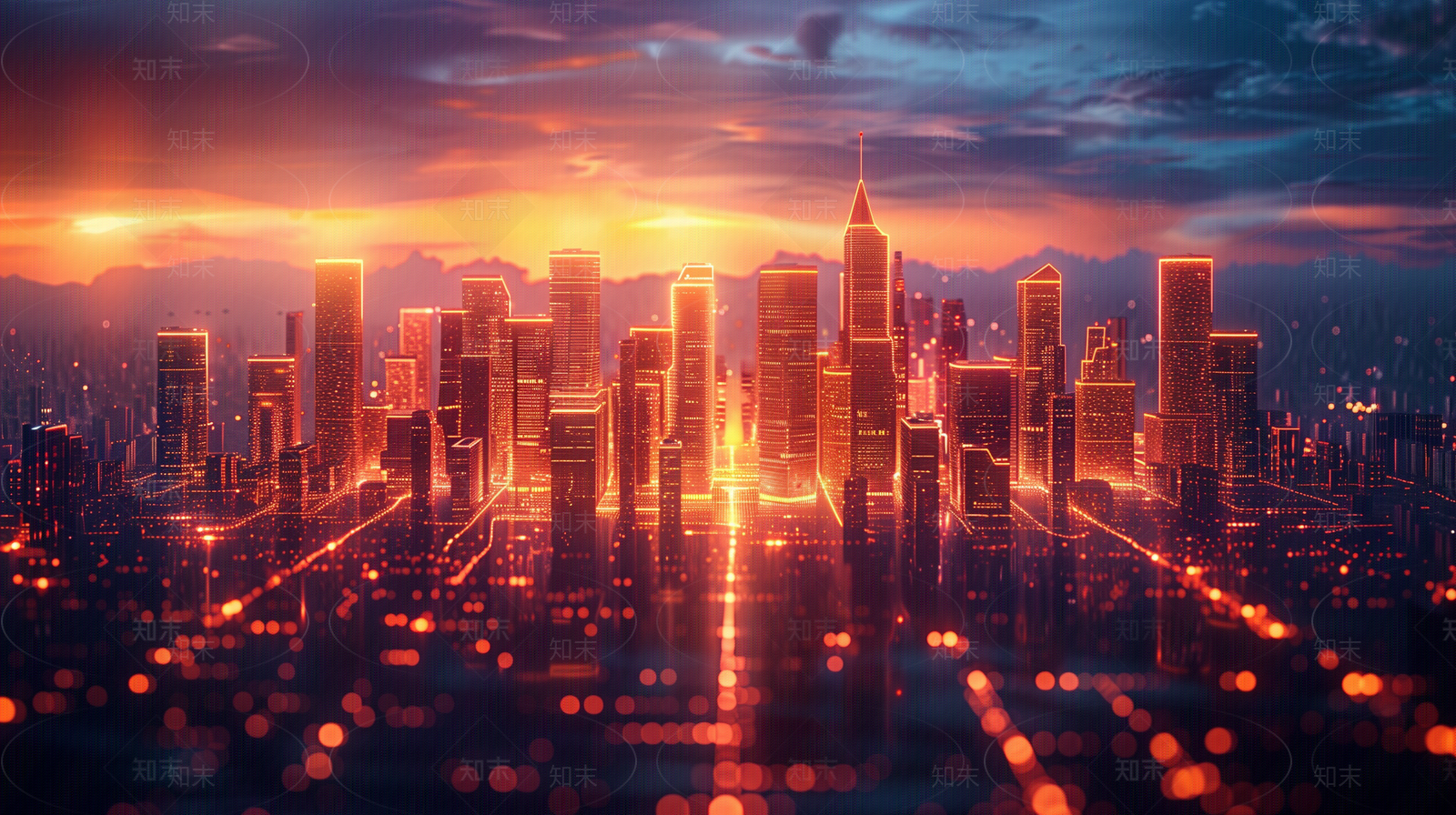 数字孪生科技感城市背景贴图下载【ID:1161117623】