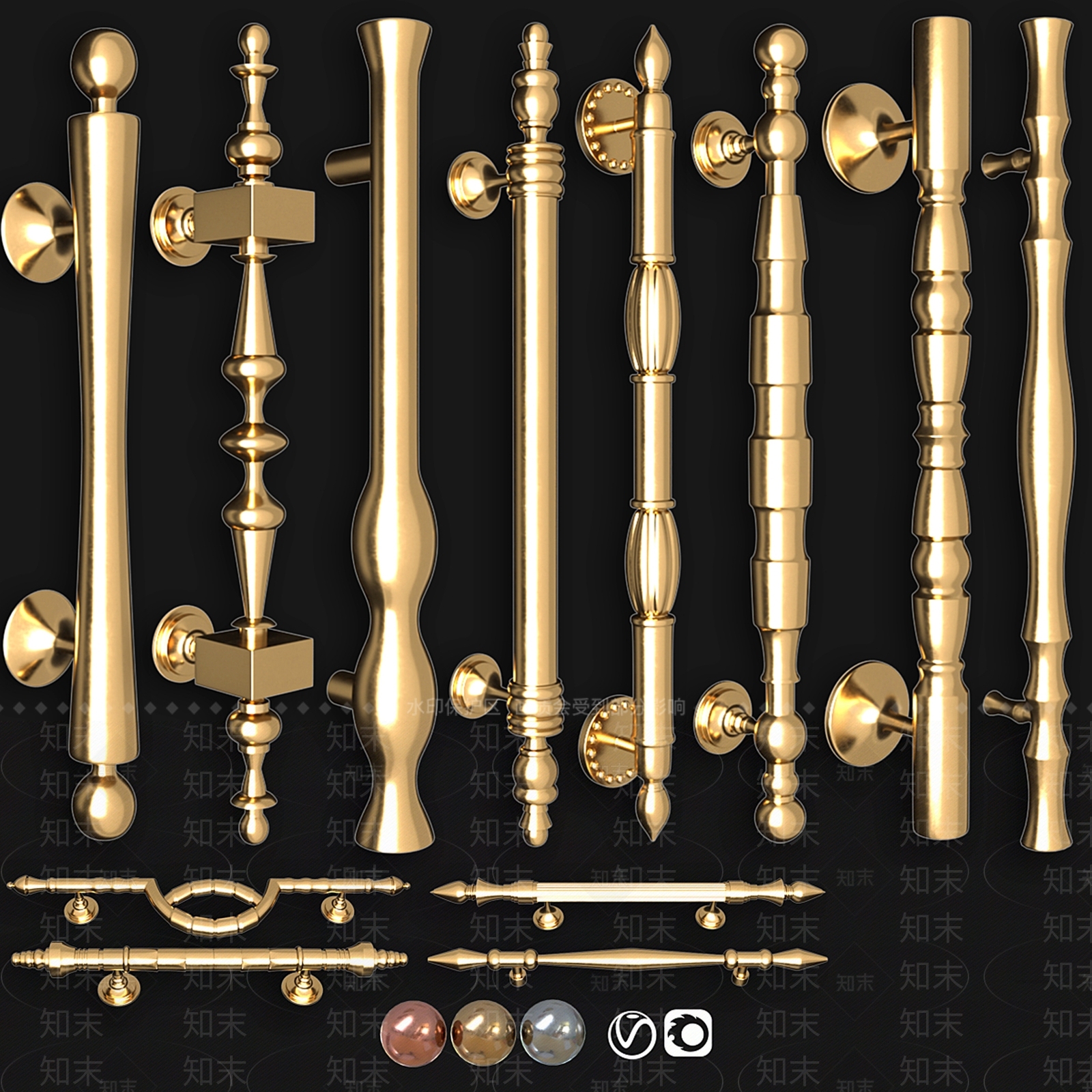 欧式金属门把手SU模型下载【ID:1161119355】