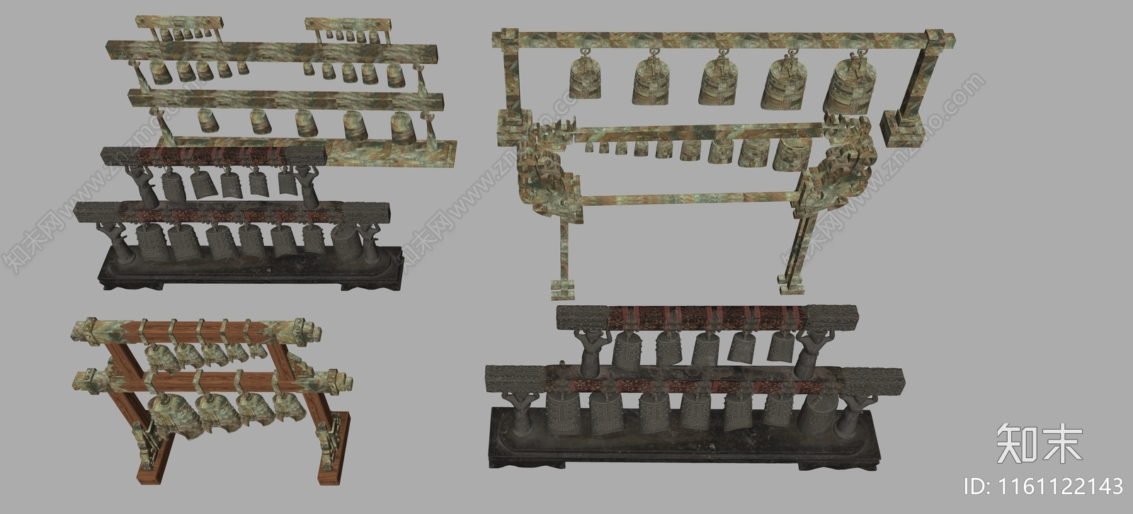 中式编钟乐器组合SU模型下载【ID:1161122143】