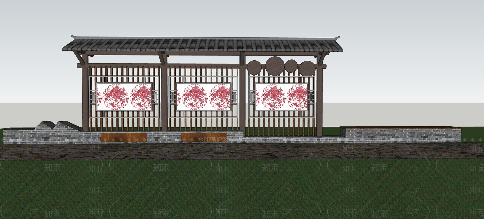新中式乡村宣传栏SU模型下载【ID:1161124949】