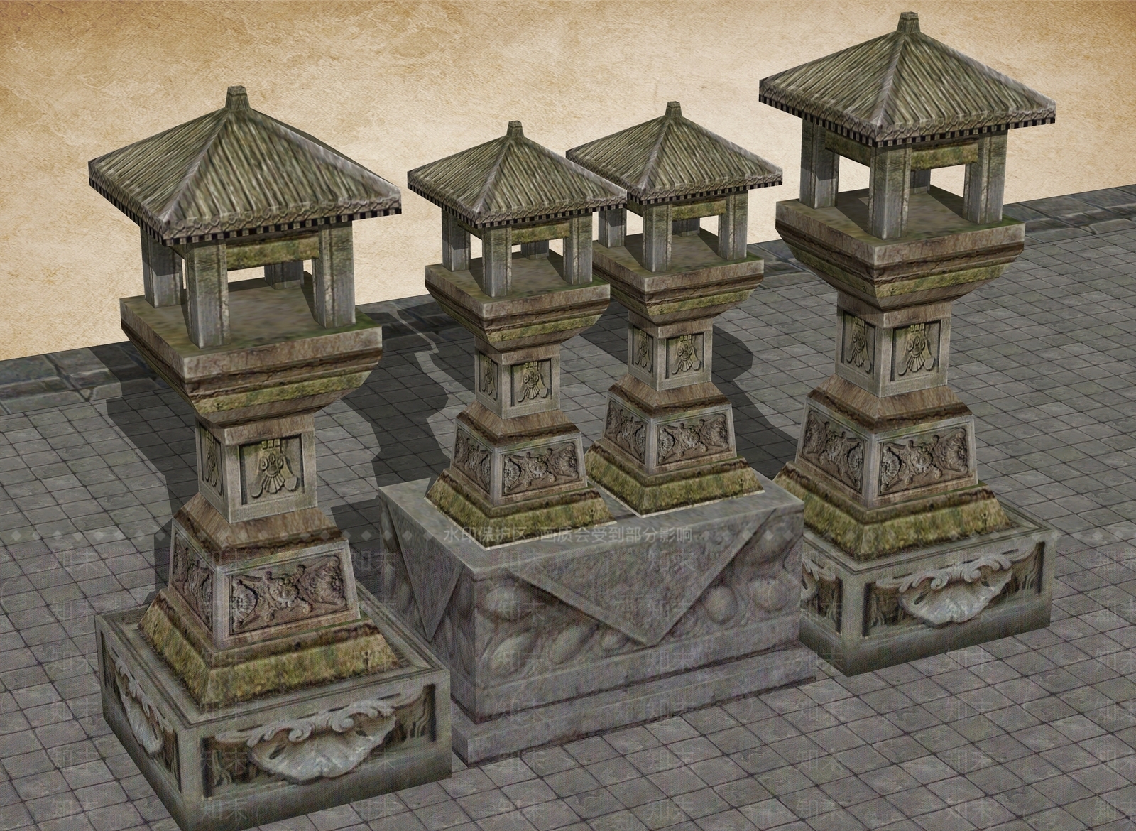 中式石砌宫灯室外灯具SU模型下载【ID:1161126013】