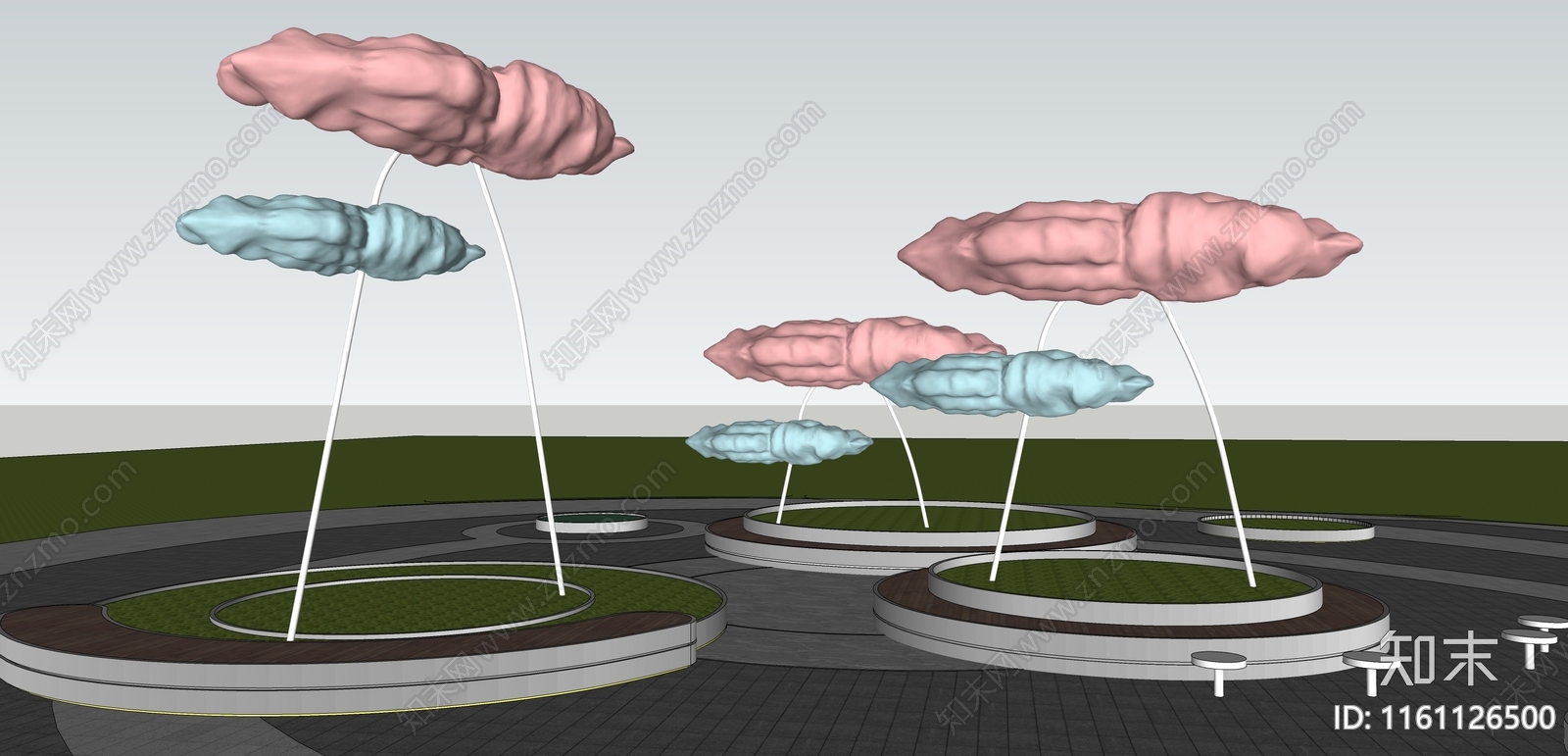 现代云朵主题构架SU模型下载【ID:1161126500】