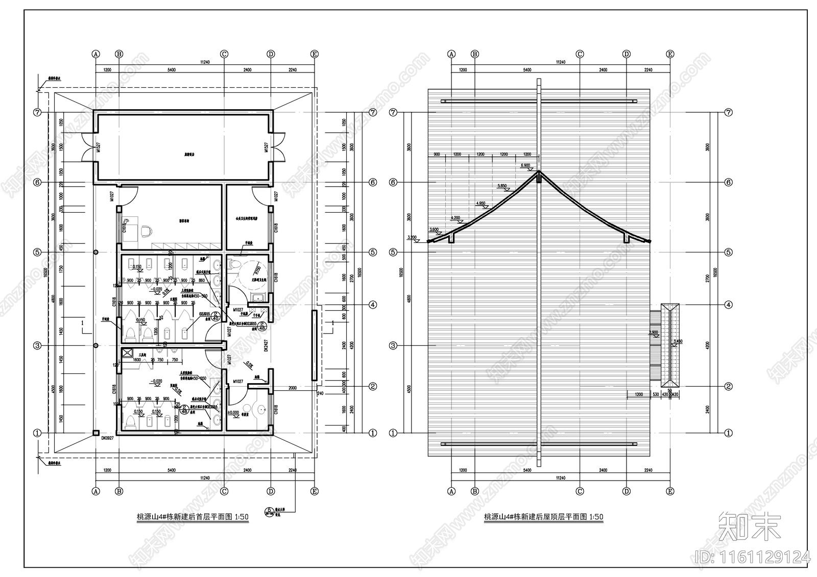 景区公厕及小卖部建cad施工图下载【ID:1161129124】