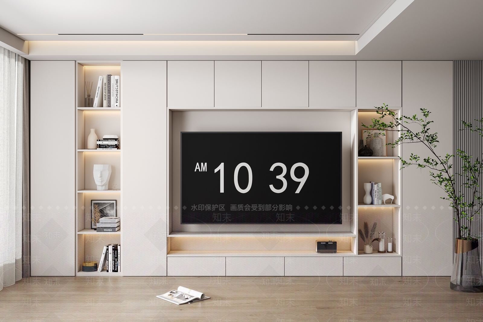 现代电视柜背景墙3D模型下载【ID:1161129946】