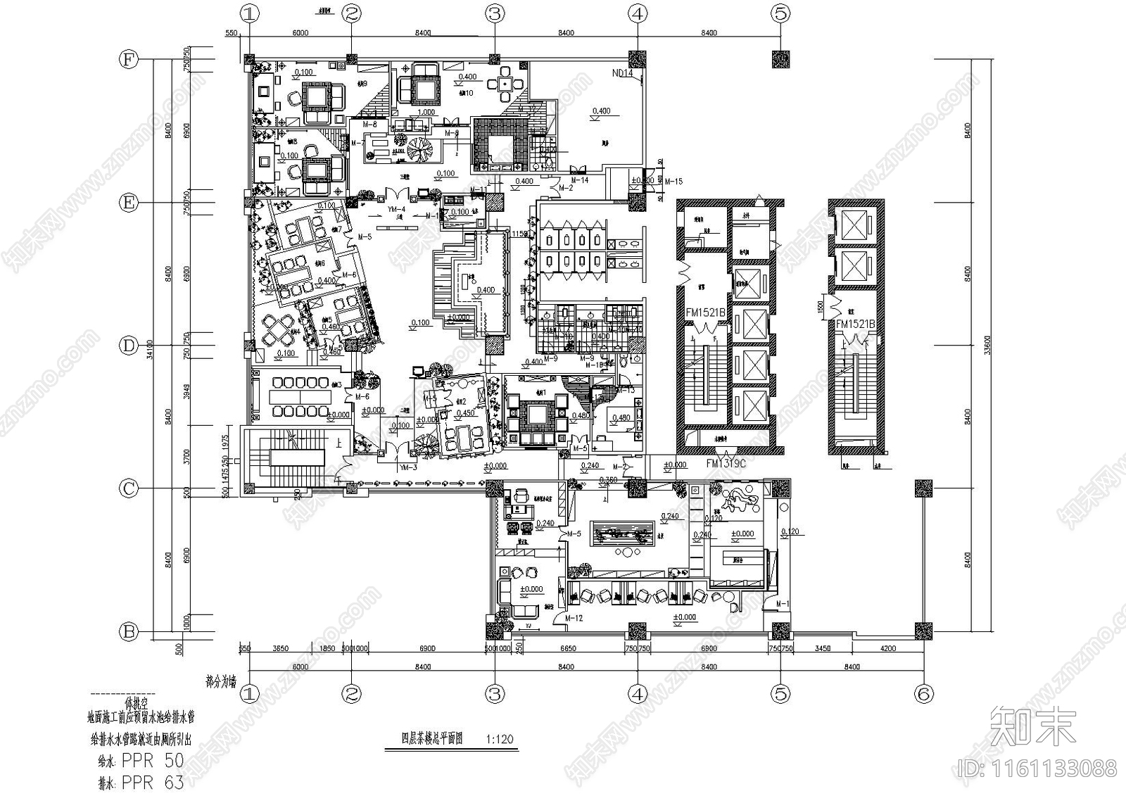 茶楼茶馆平面吊顶布局施工图下载【ID:1161133088】