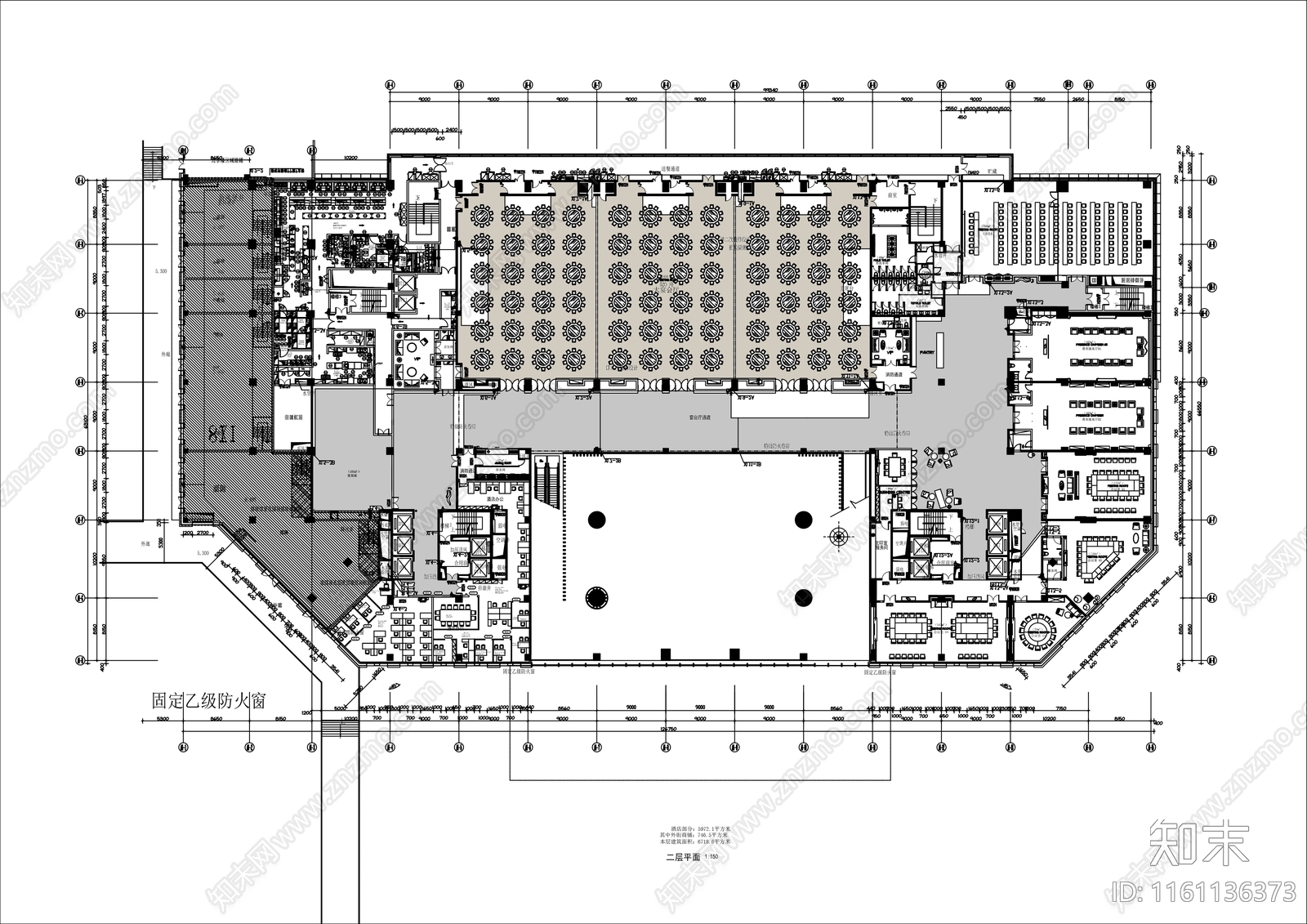 国际酒店宴会厅会议室平面布局方案cad施工图下载【ID:1161136373】