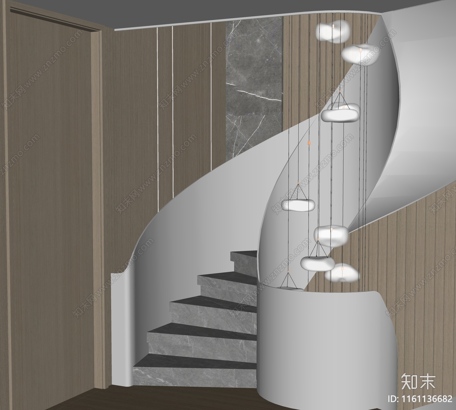 现代楼梯间SU模型下载【ID:1161136682】