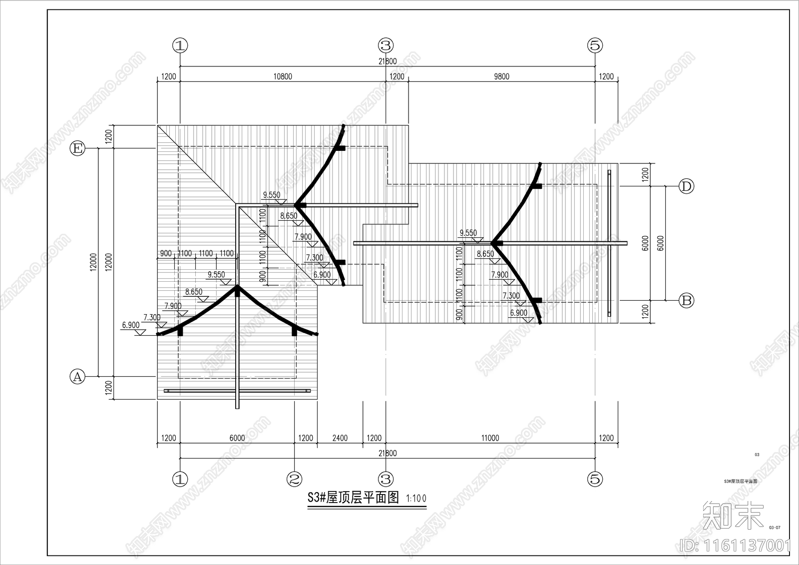 新中式风格二层商业街建cad施工图下载【ID:1161137001】