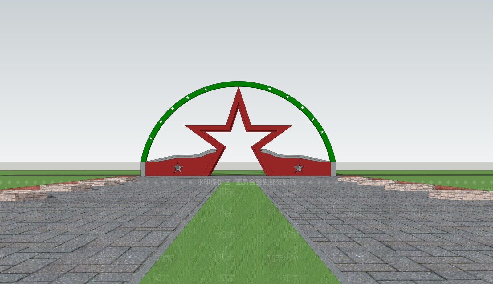 现代红色党建广场SU模型下载【ID:1161137299】