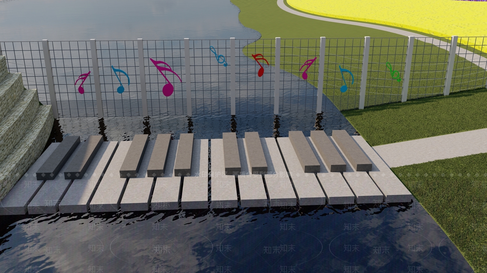 现代音乐键盘汀步SU模型下载【ID:1161137418】