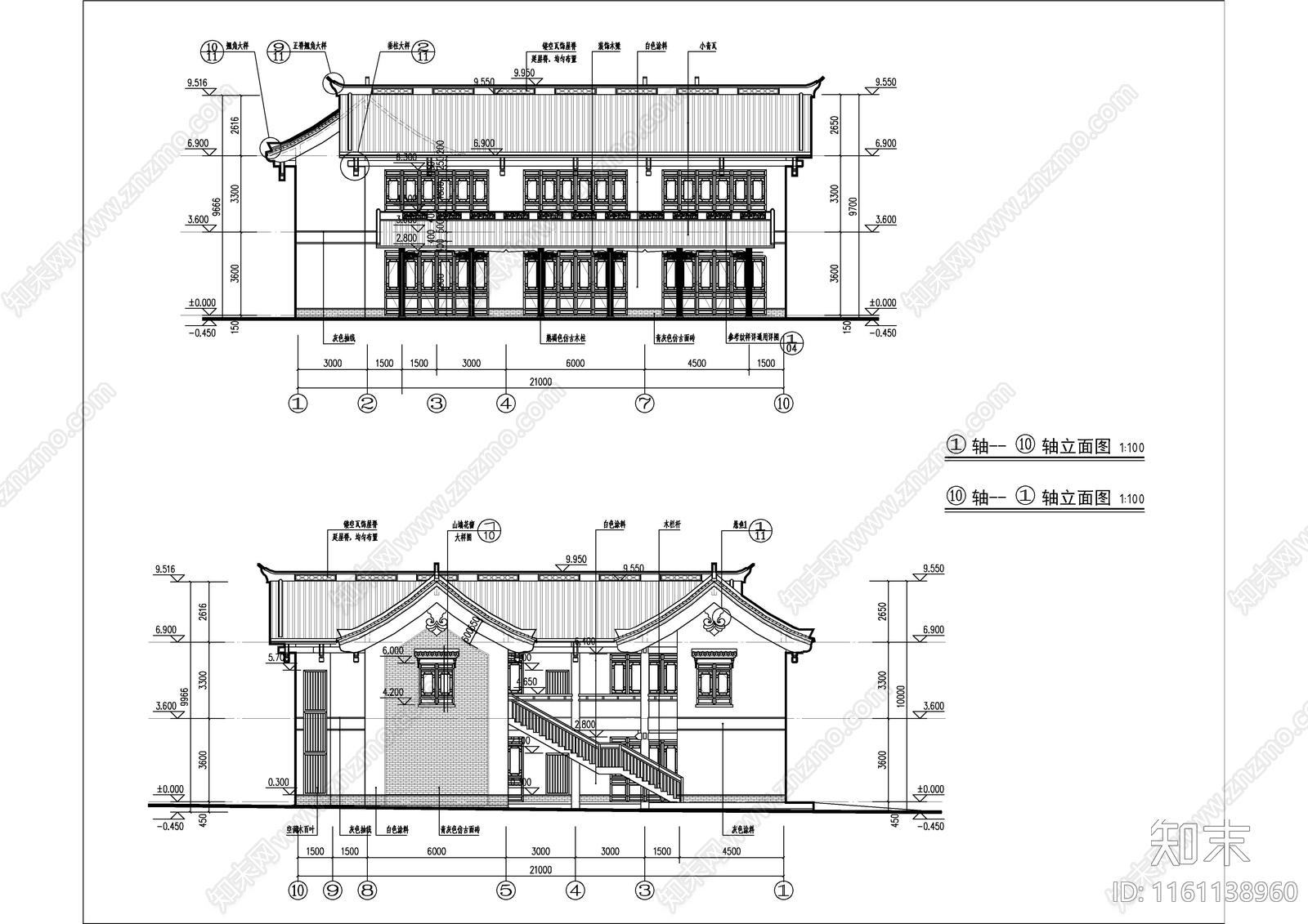 回字形二层商业街建施图施工图下载【ID:1161138960】