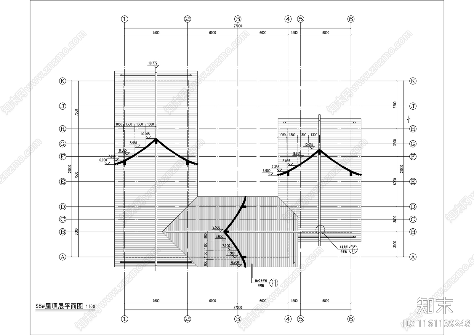 U字形二层商业街建施图施工图下载【ID:1161139248】