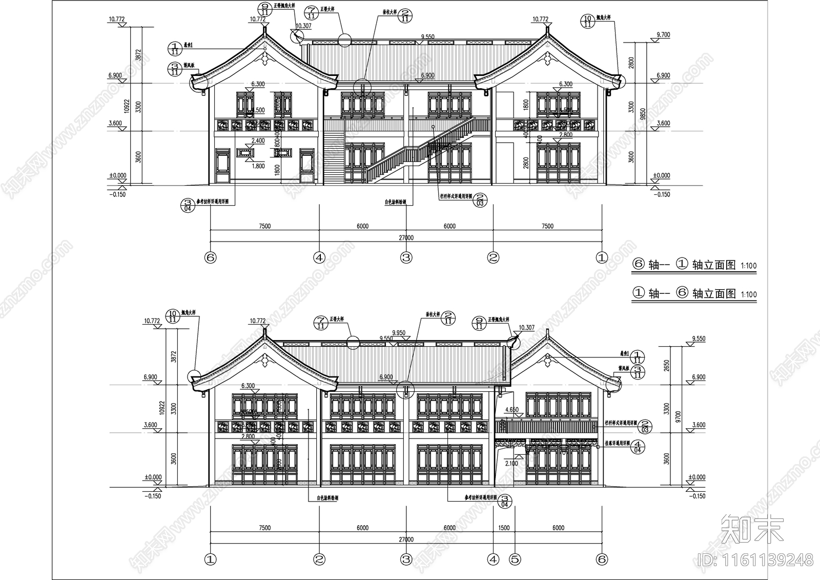 U字形二层商业街建施图施工图下载【ID:1161139248】