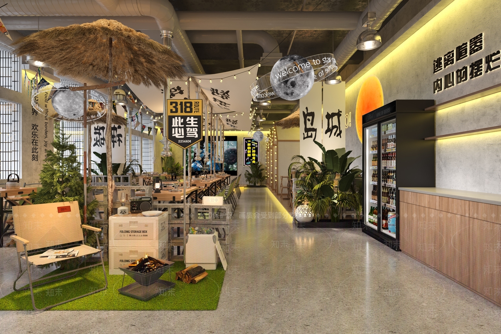 现代露营风烧烤店3D模型下载【ID:1161140270】