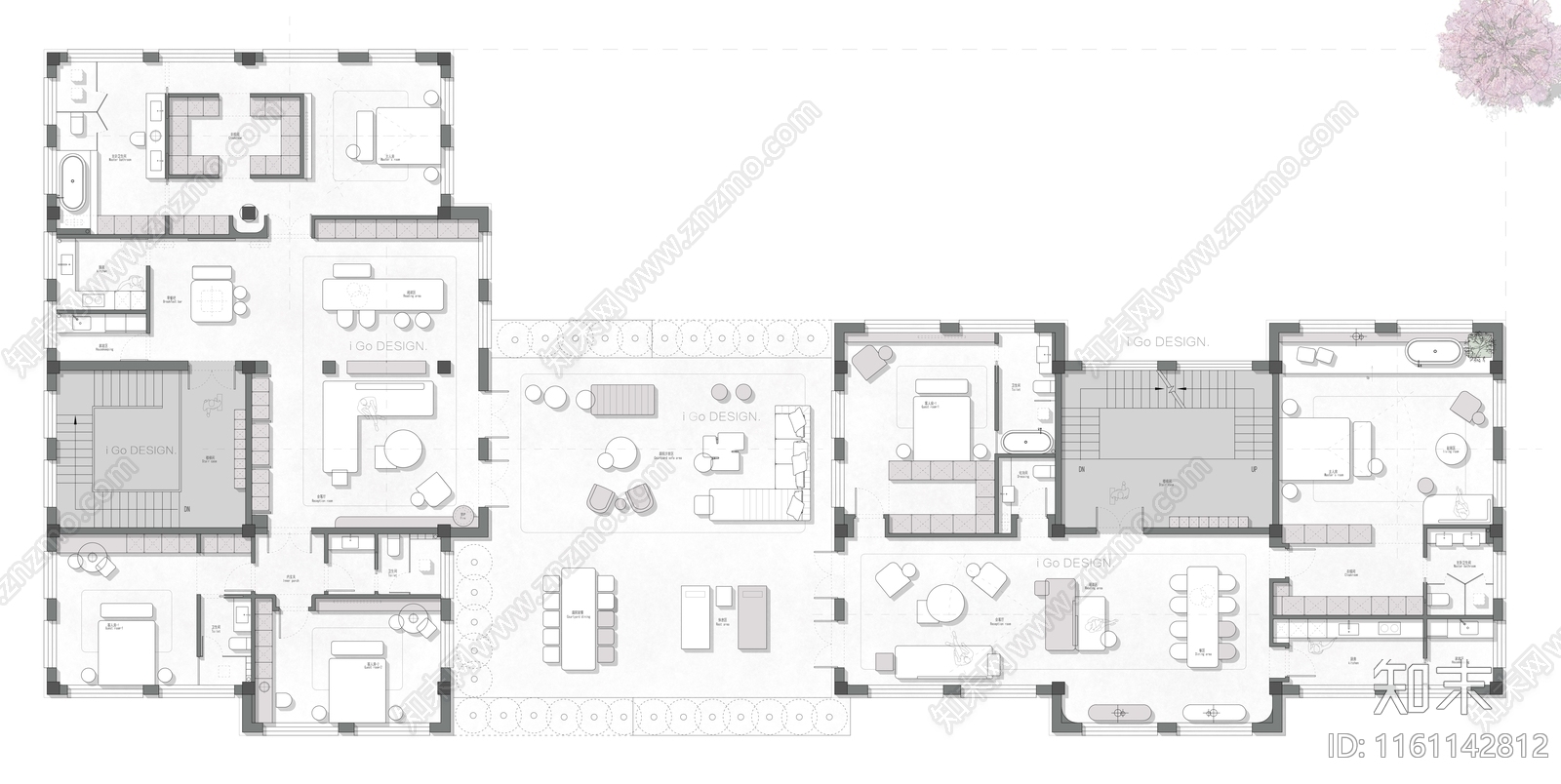 700㎡两套打通大平层平面设计施工图下载【ID:1161142812】