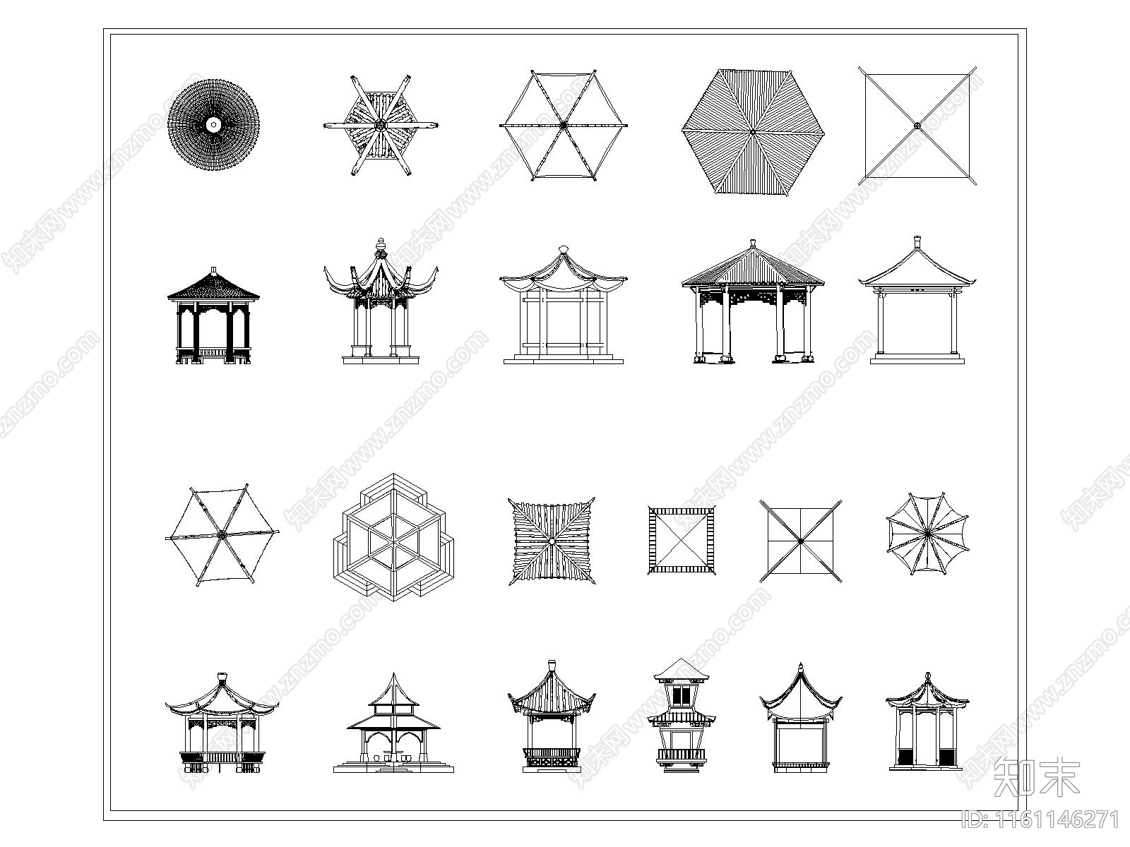 中式仿古亭子施工图下载【ID:1161146271】