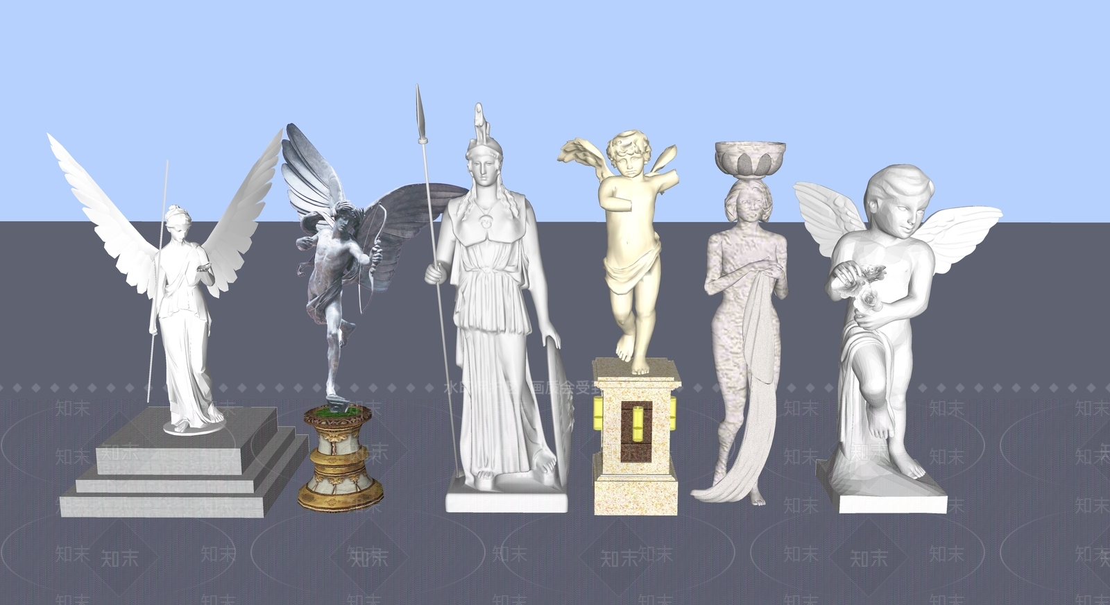 欧式人物雕塑SU模型下载【ID:1161148842】