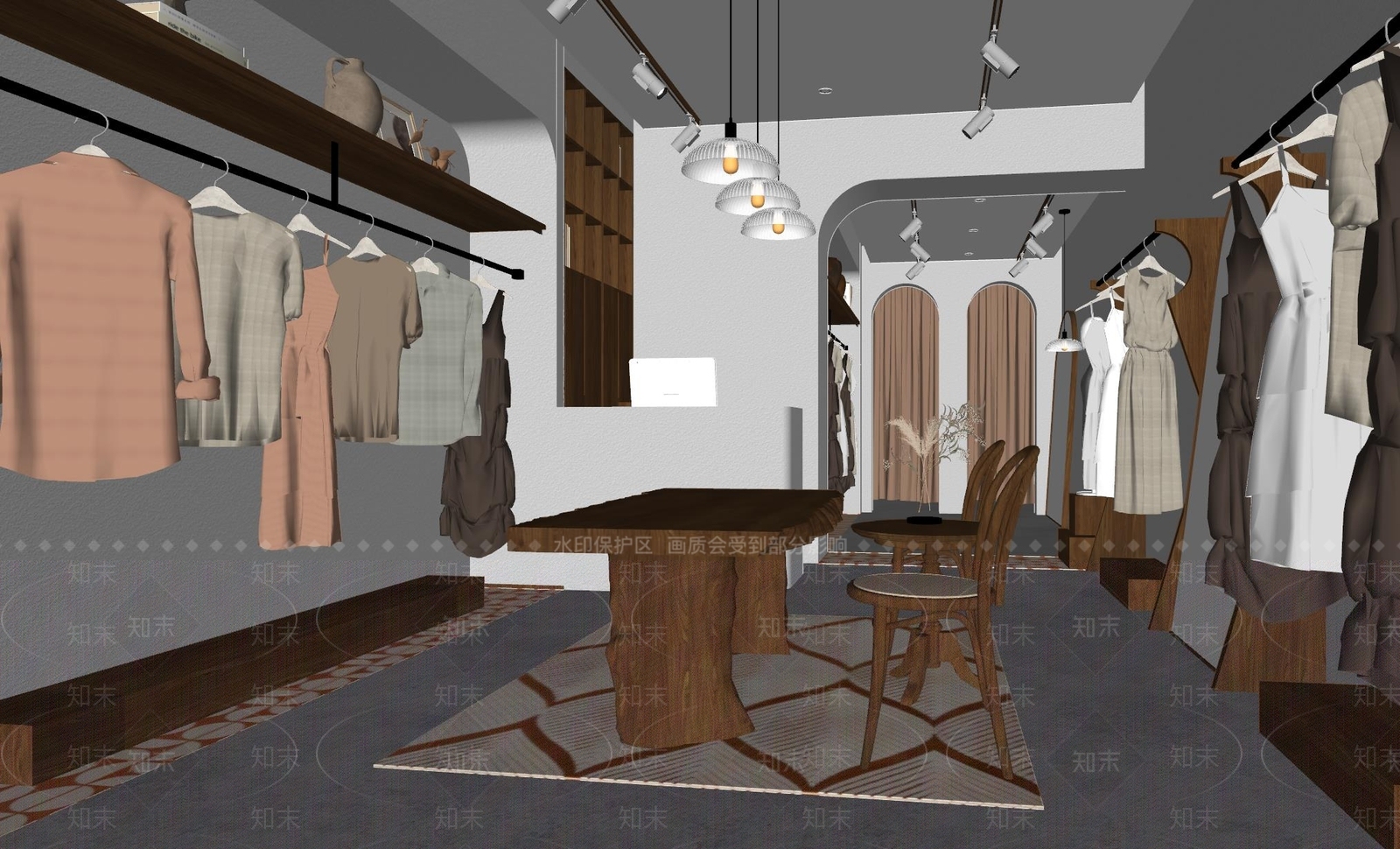 现代中古服装店SU模型下载【ID:1161150137】