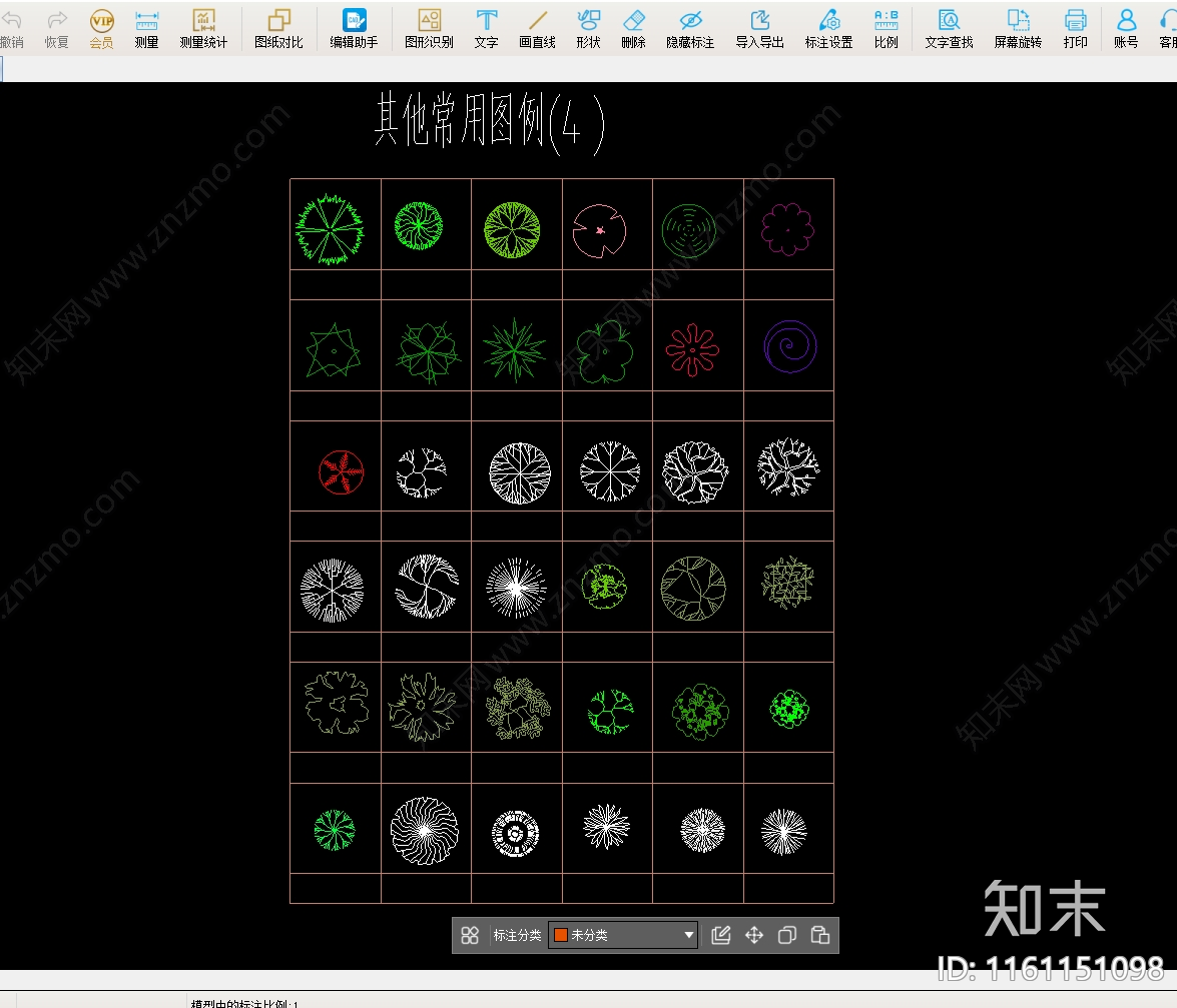 园林树木平面图图例施工图下载【ID:1161151098】