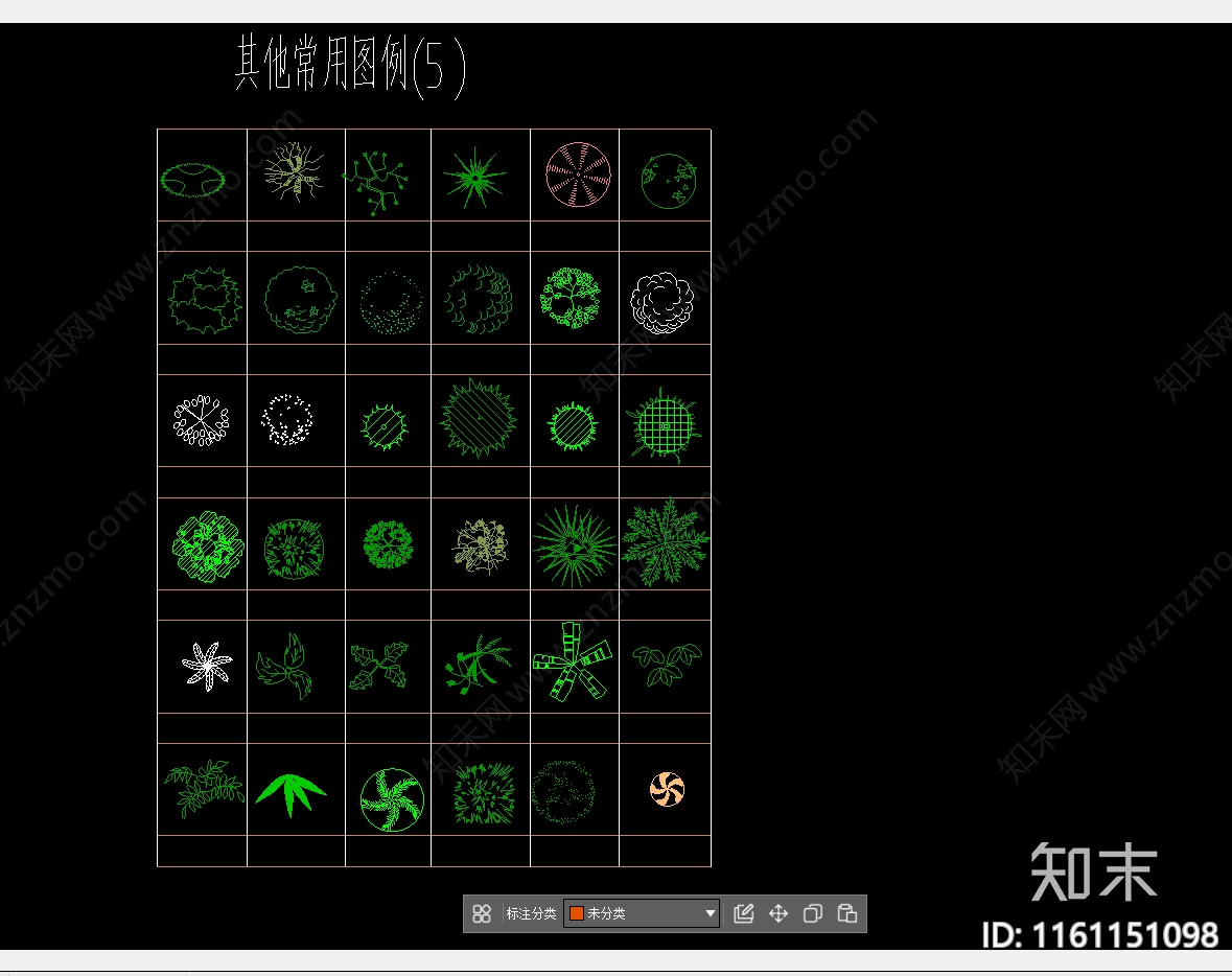 园林树木平面图图例施工图下载【ID:1161151098】