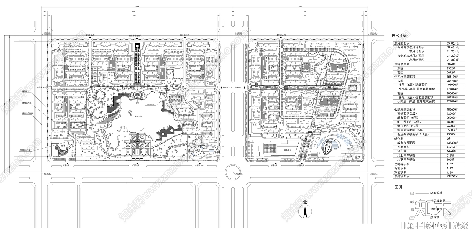 800亩小区总体规划cad施工图下载【ID:1161151958】