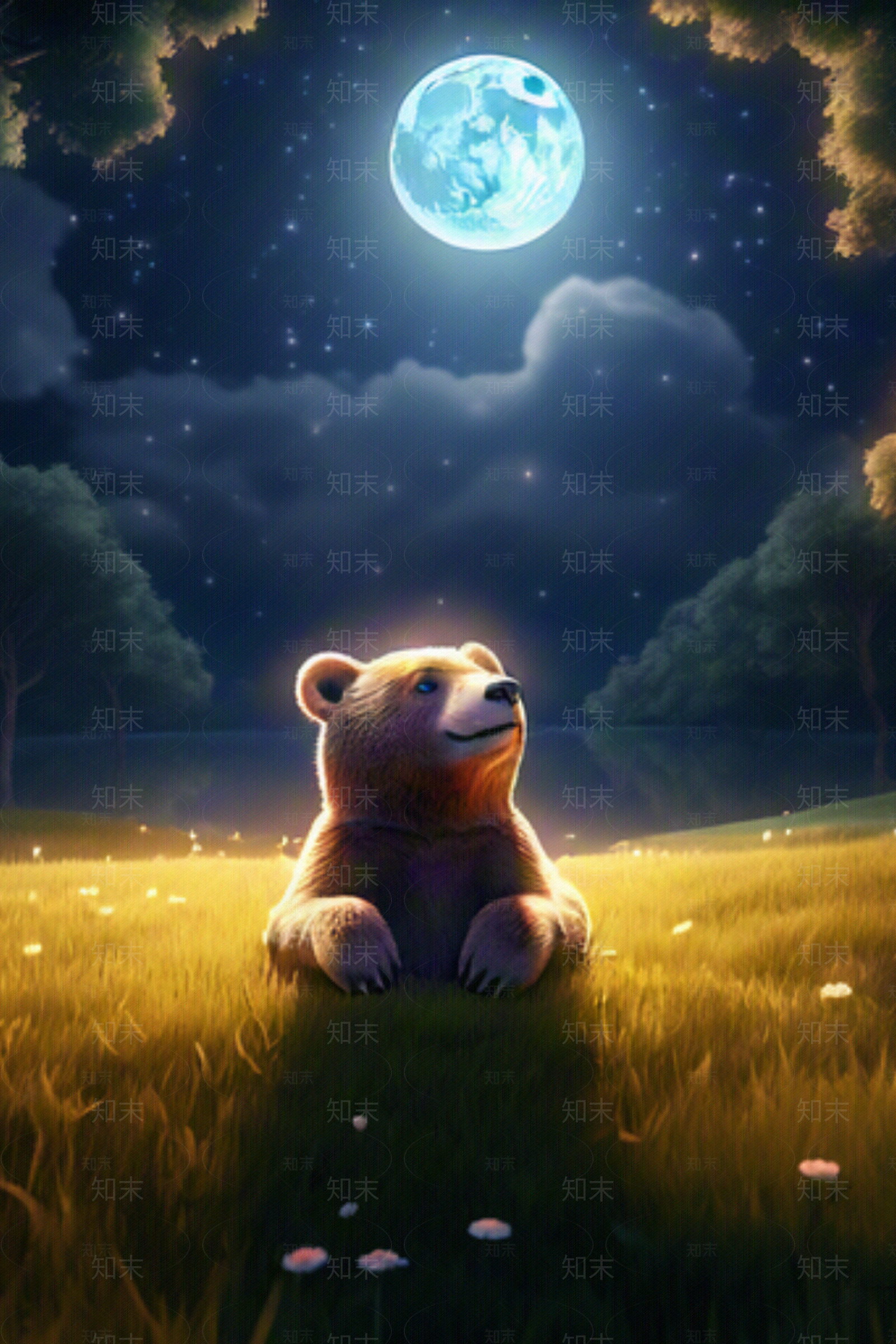 儿童装饰画壁画仰望星空贴图下载【ID:1161153331】