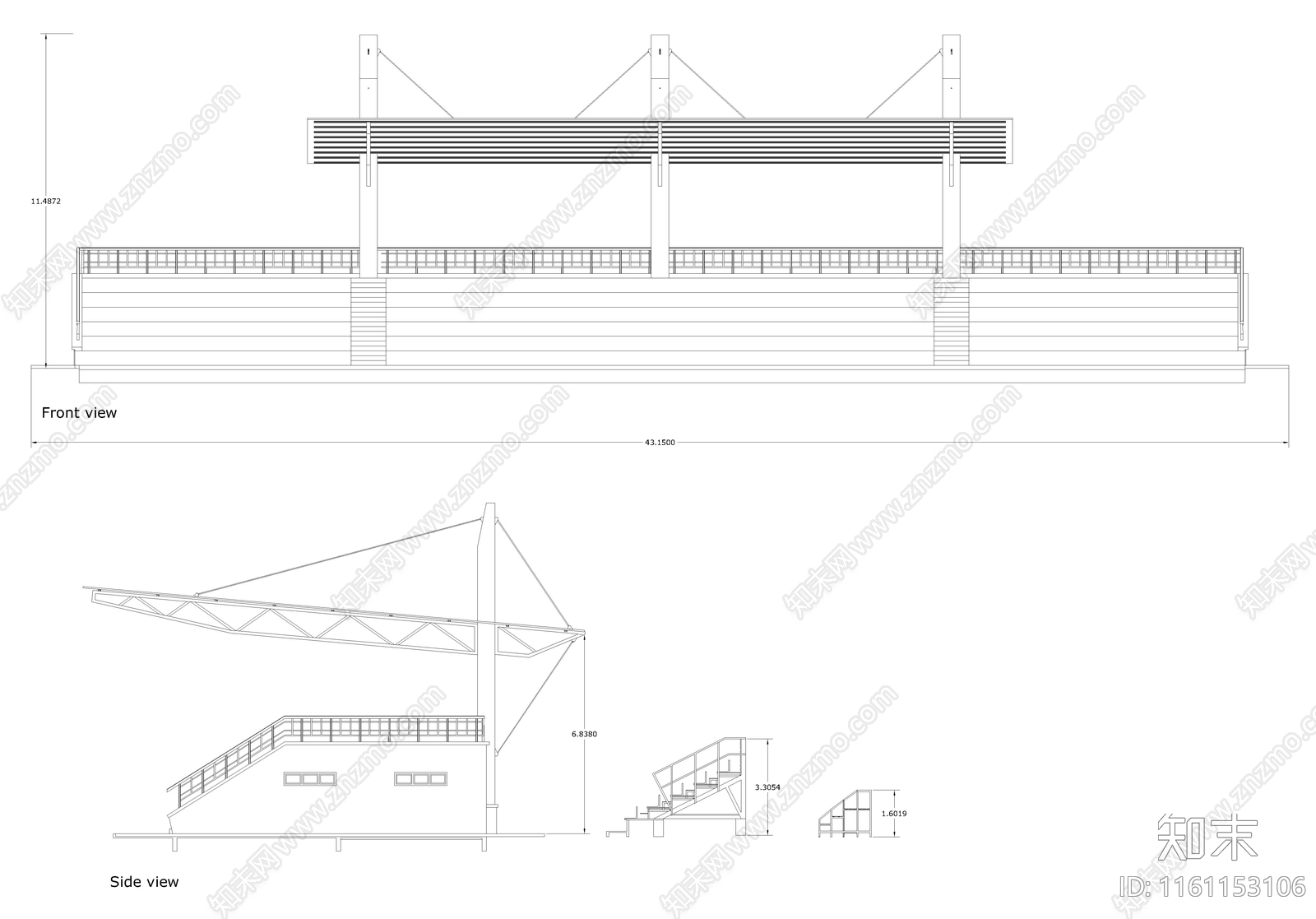 体育馆看台CA施工图下载【ID:1161153106】