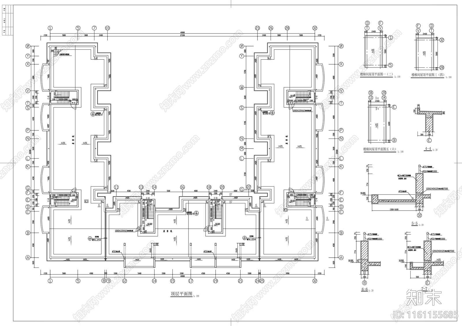 U型六层商住楼建筑扩初图cad施工图下载【ID:1161155685】