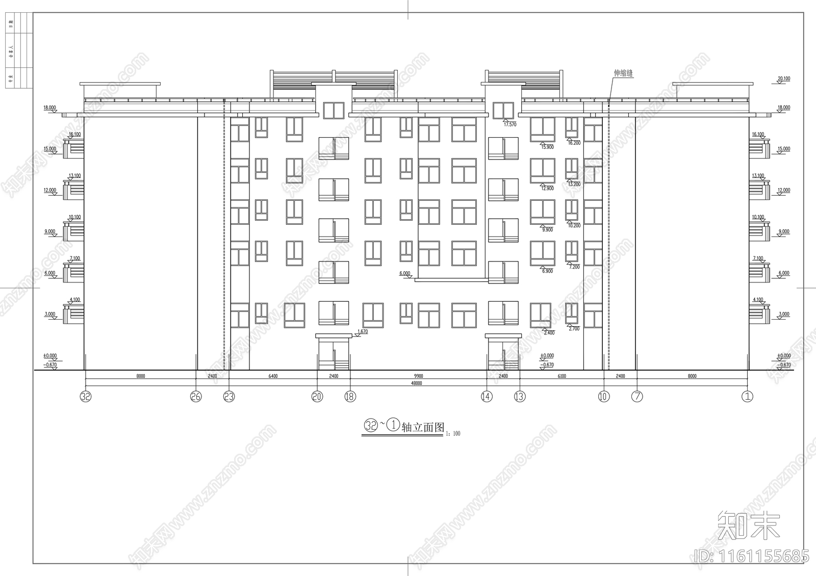 U型六层商住楼建筑扩初图cad施工图下载【ID:1161155685】