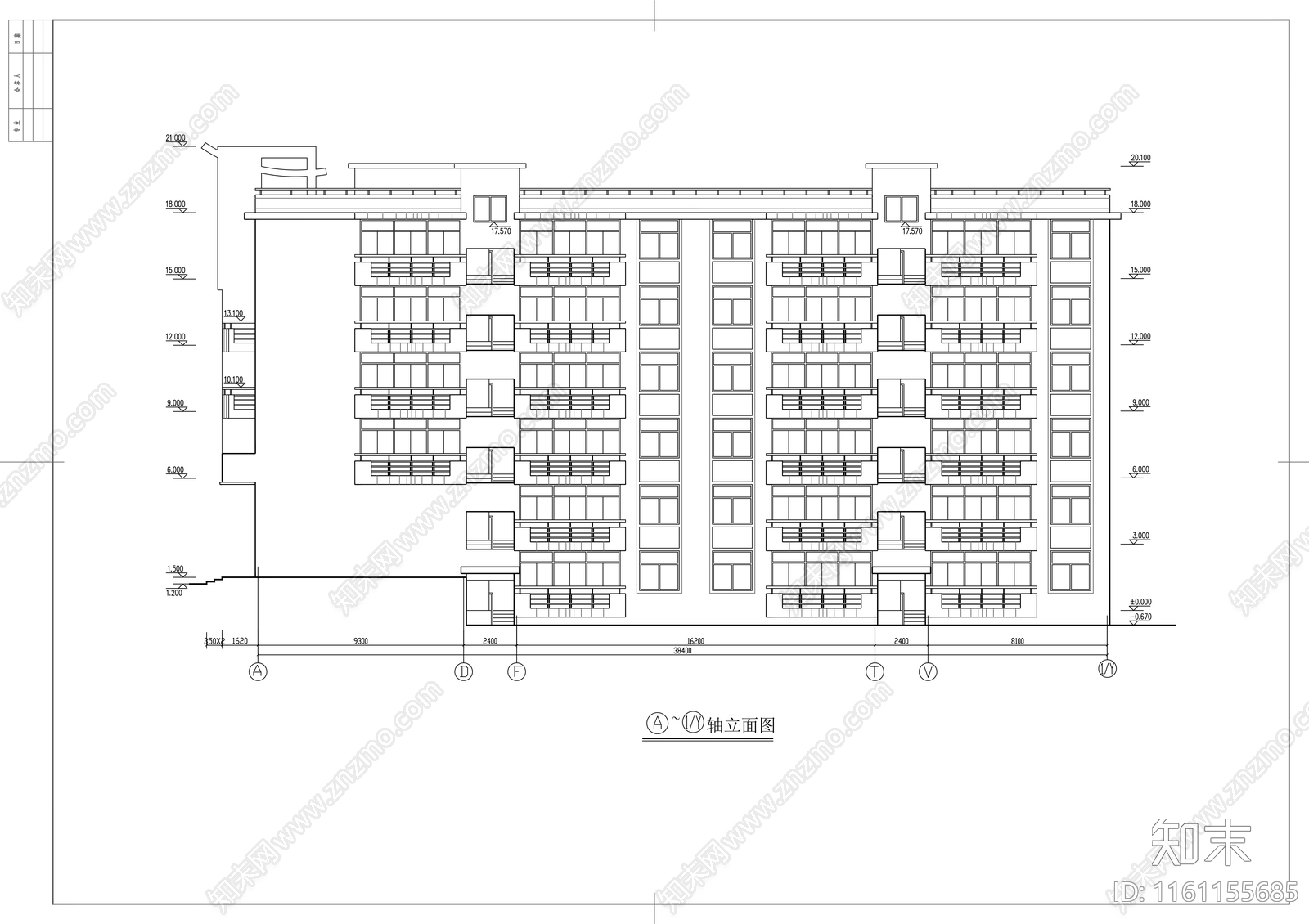 U型六层商住楼建筑扩初图cad施工图下载【ID:1161155685】