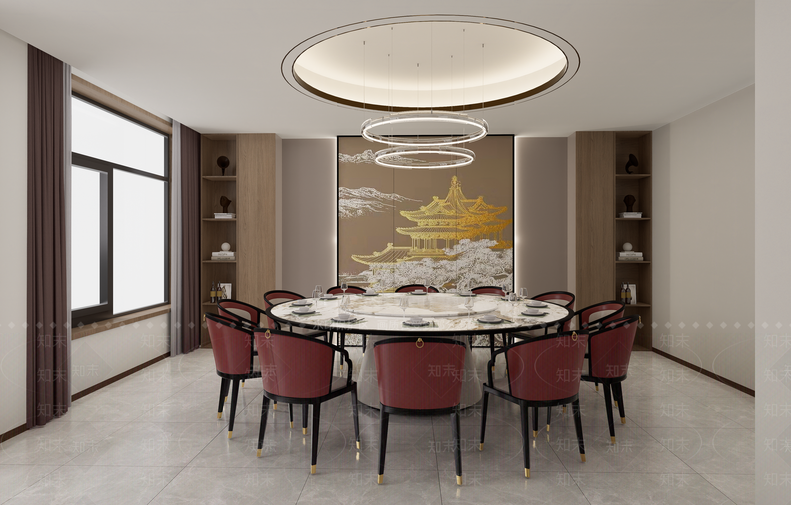 新中式餐厅包厢SU模型下载【ID:1161154829】