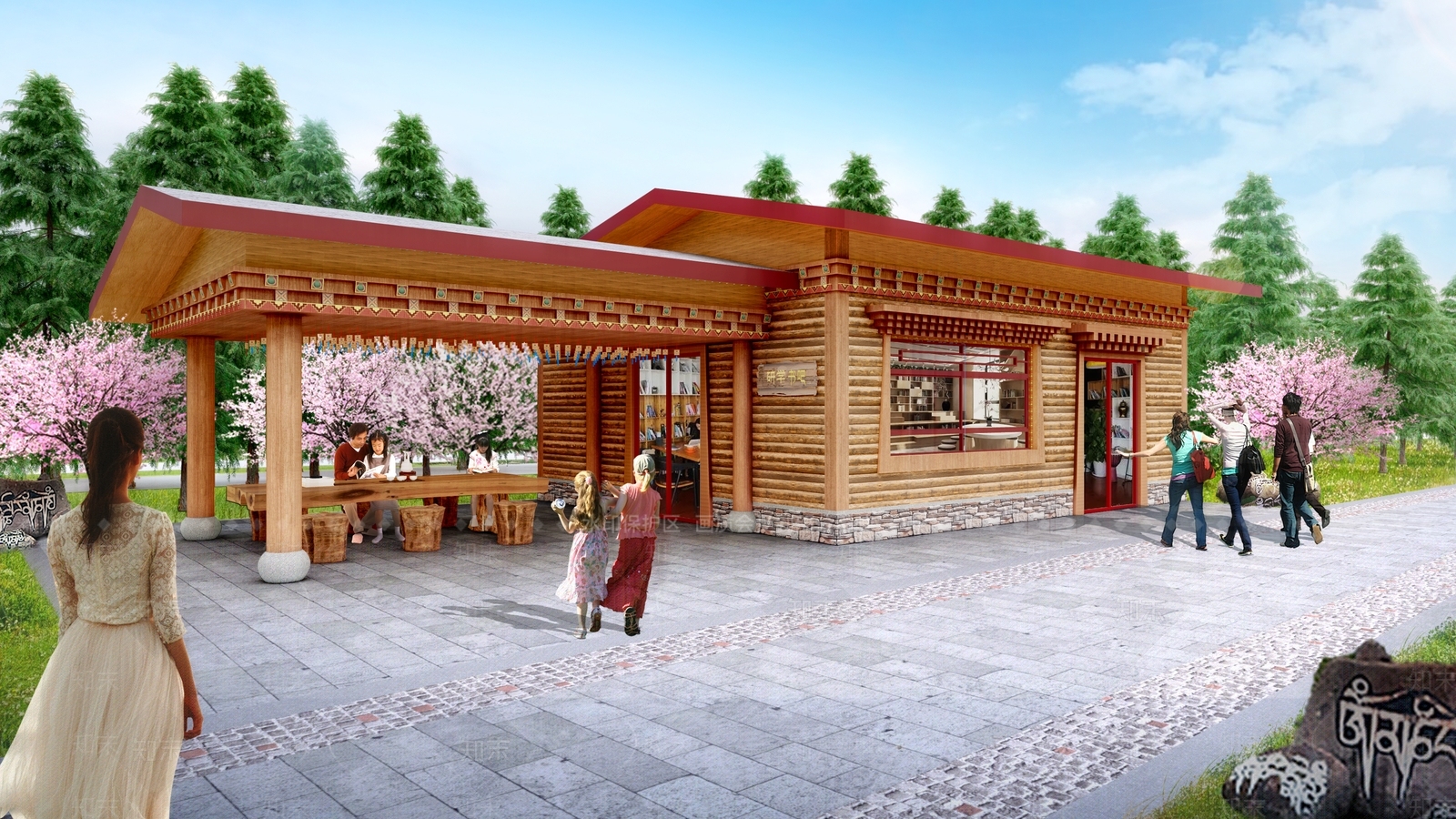 新中式藏式书吧SU模型下载【ID:1161292613】