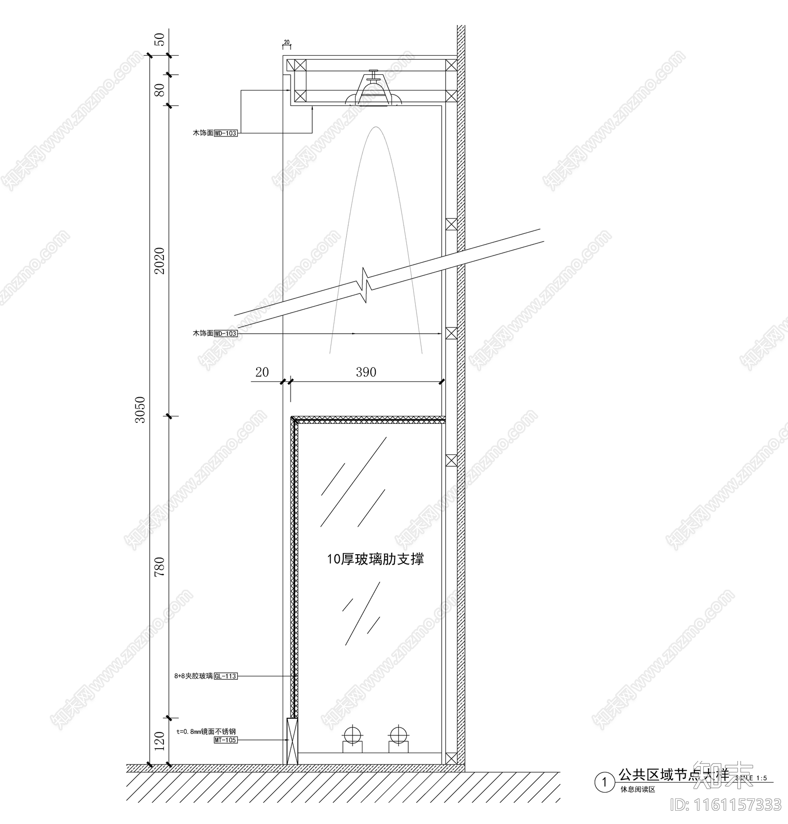 不锈钢干挂大理石门套cad施工图下载【ID:1161157333】