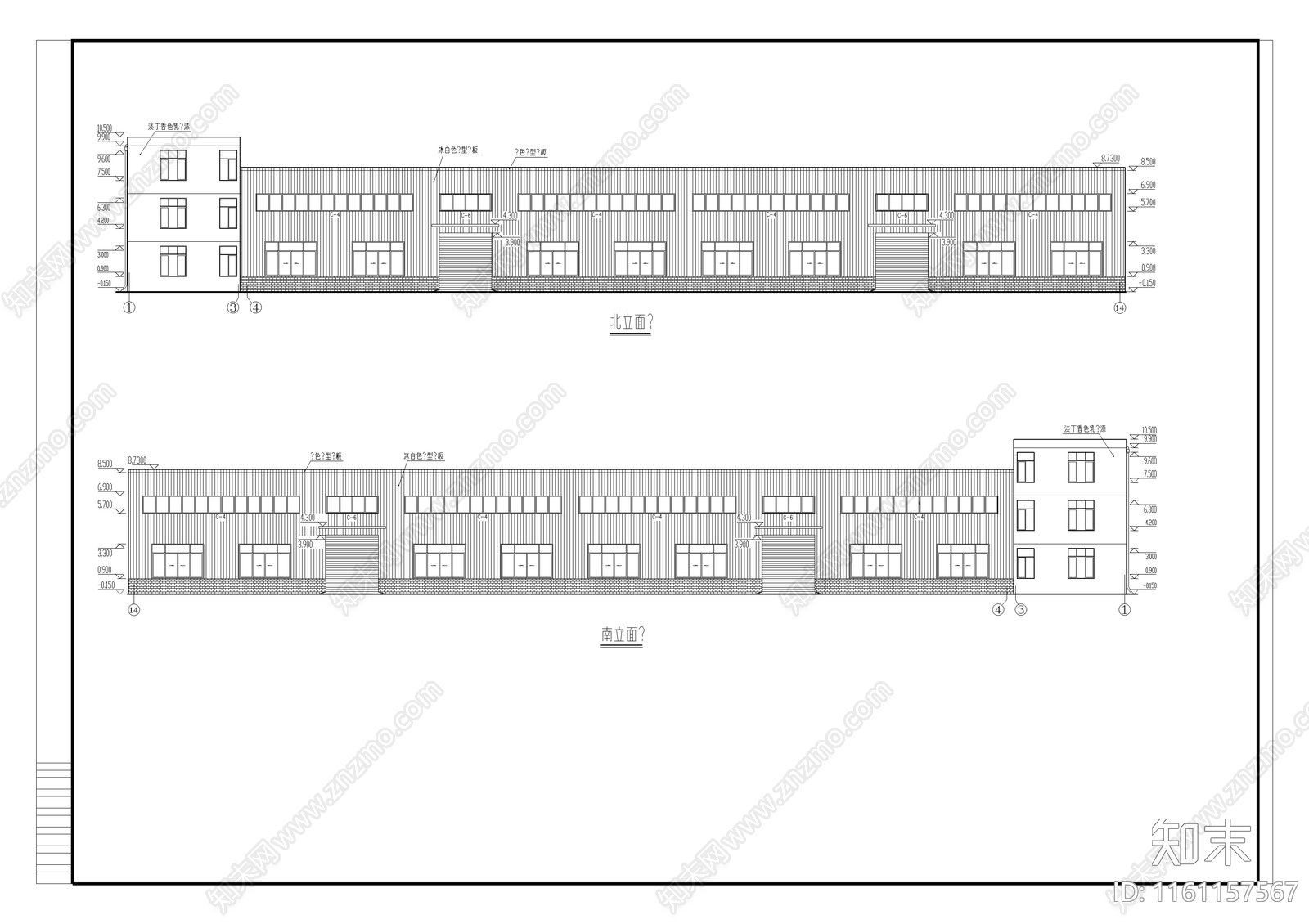 三层钢结构厂房设计结构建筑图施工图下载【ID:1161157567】