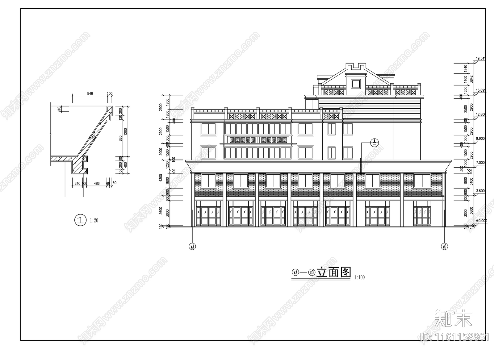 多层住宅楼建筑cad施工图下载【ID:1161158861】