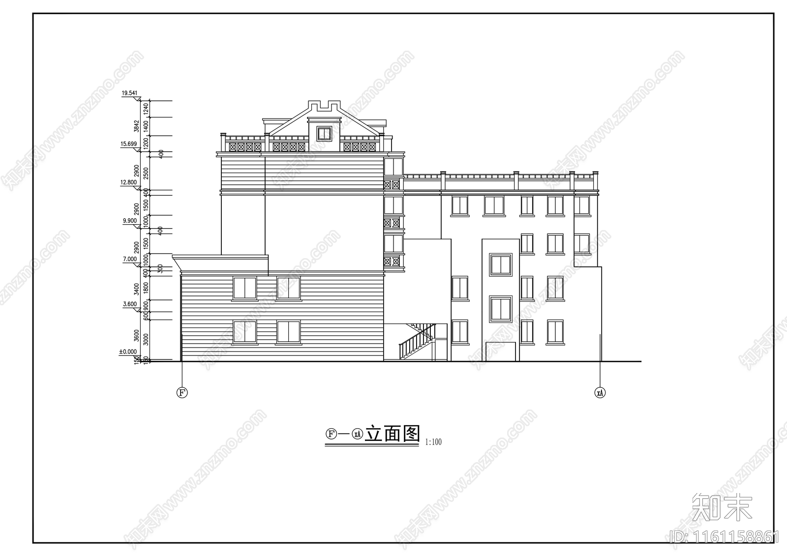 多层住宅楼建筑cad施工图下载【ID:1161158861】