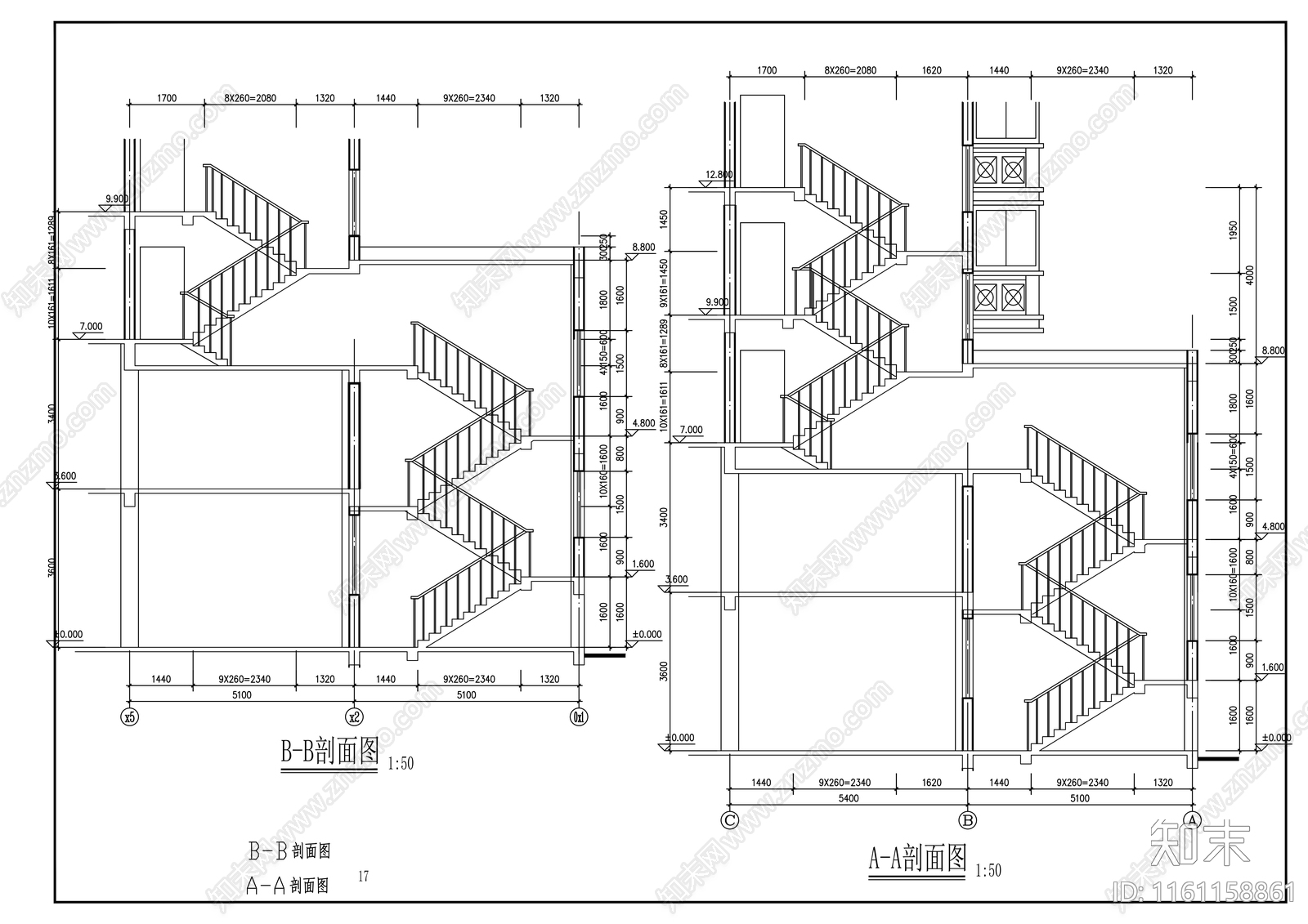 多层住宅楼建筑cad施工图下载【ID:1161158861】