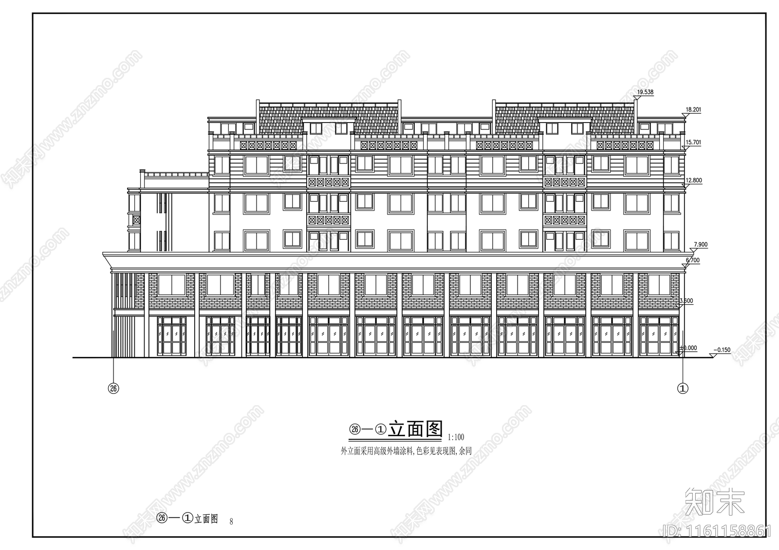 多层住宅楼建筑cad施工图下载【ID:1161158861】